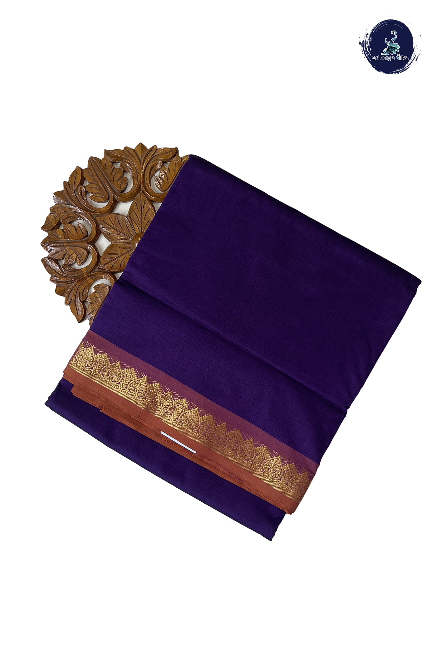 Dual Tone Violet 10 Yards Silk Cotton Saree With Plain Pattern