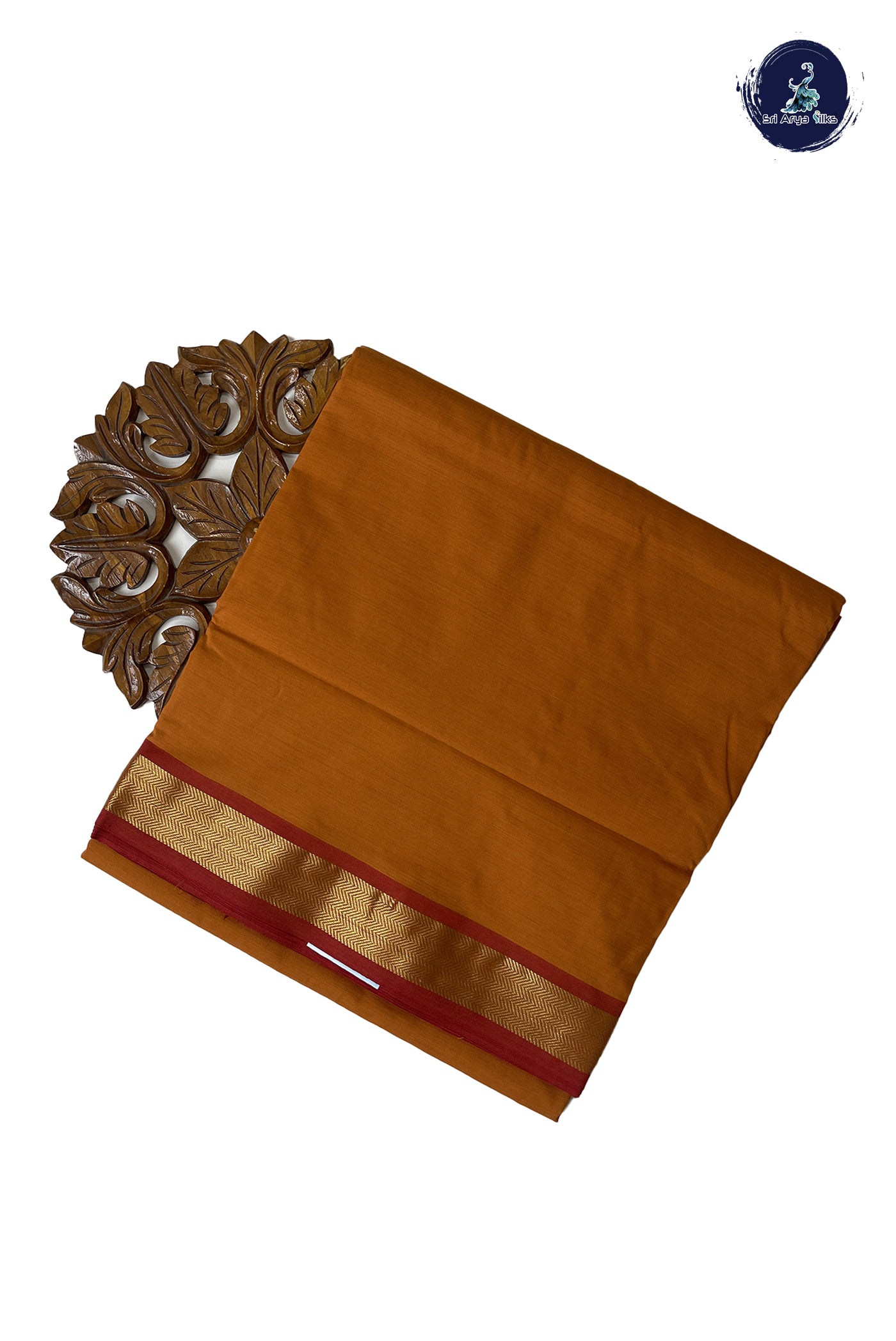 Golden Mustard 10 Yards Silk Cotton Saree With Plain Pattern