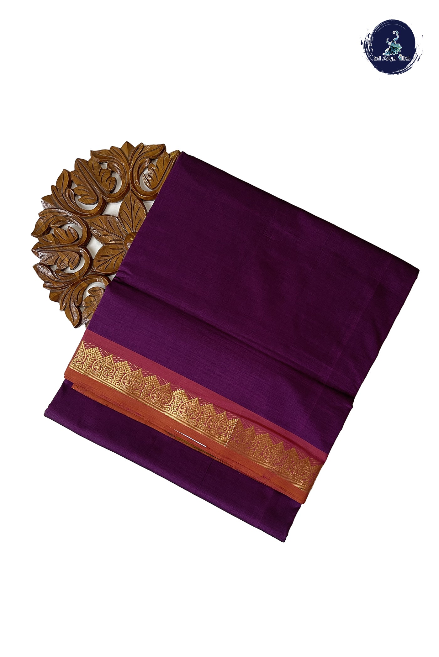 Jamun 10 Yards Silk Cotton Saree With Plain Pattern