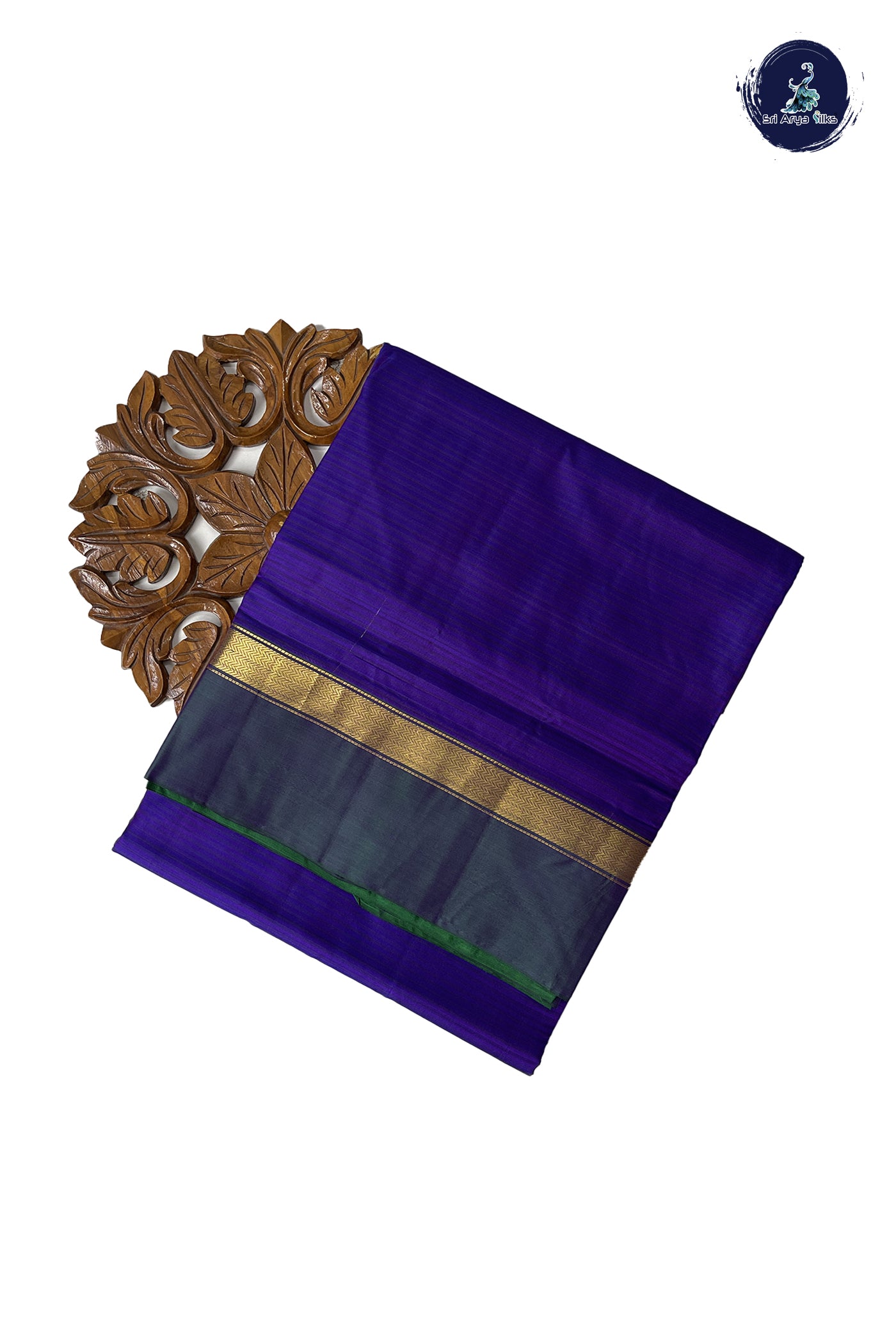 Dual Tone Violet Madisar 10 Yards Silk Saree With Doria Lines Pattern