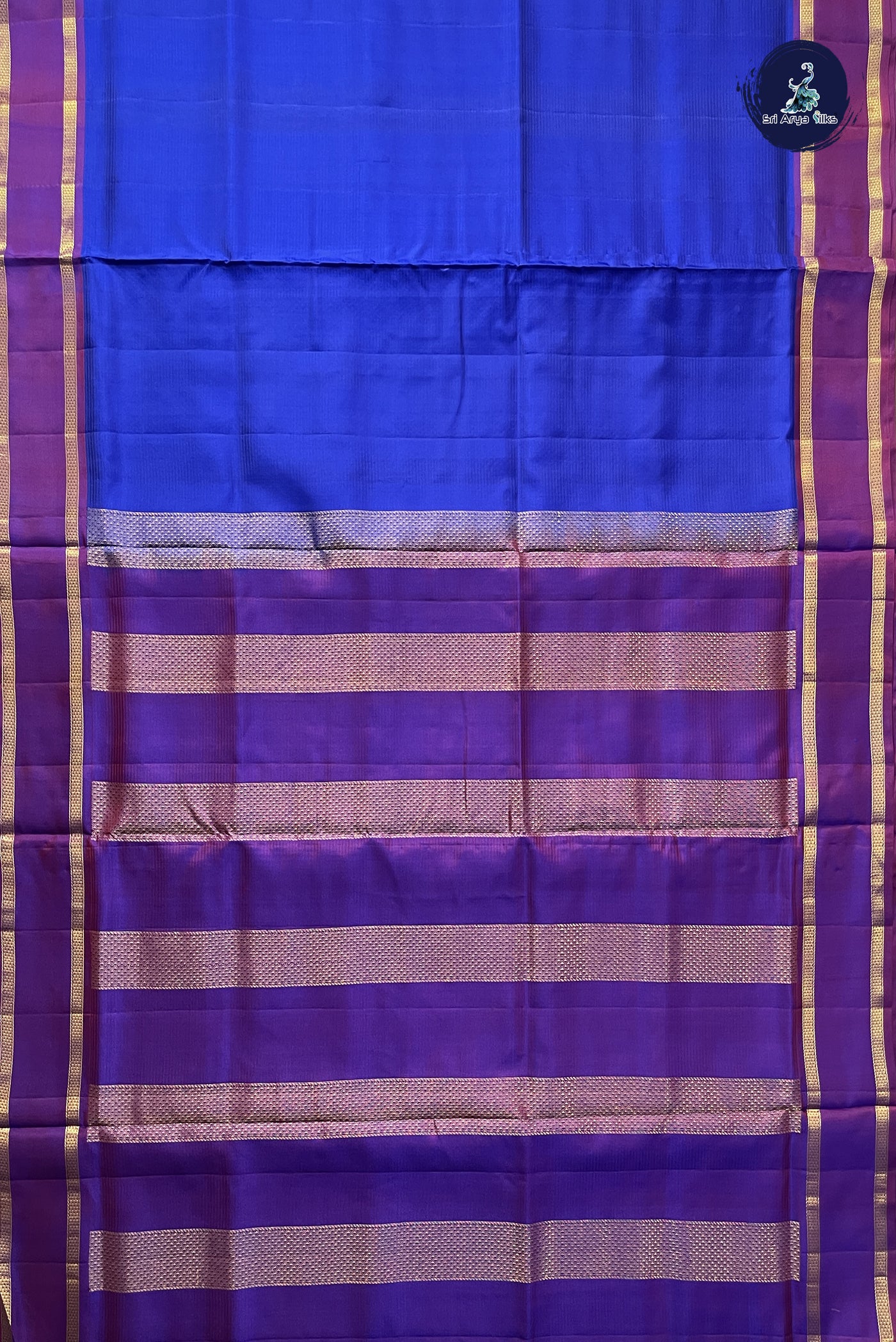 MS Blue Madisar 10 Yards Silk Saree With Doria Lines Pattern