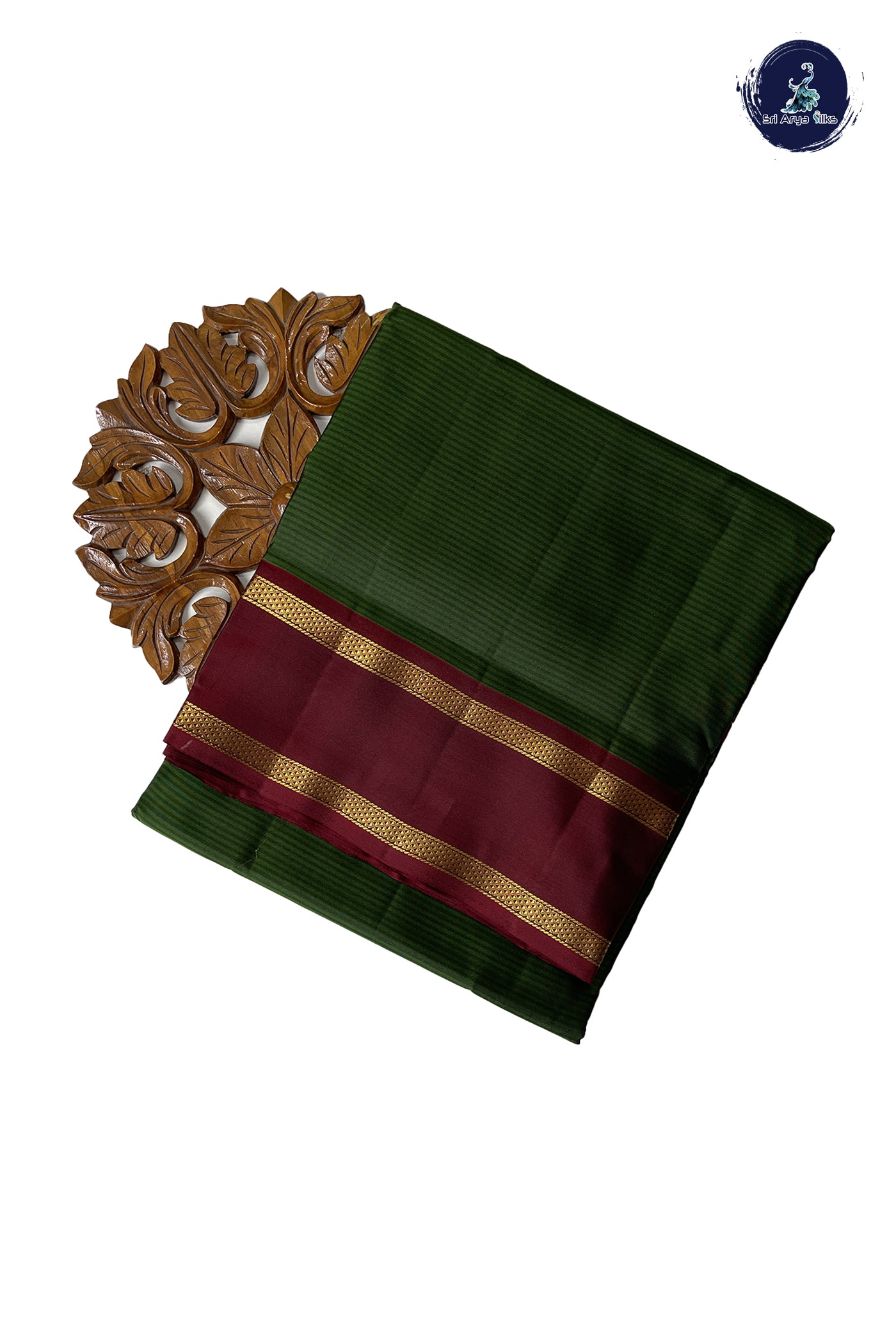 Green Madisar 10 Yards Silk Saree With Doria Lines Pattern