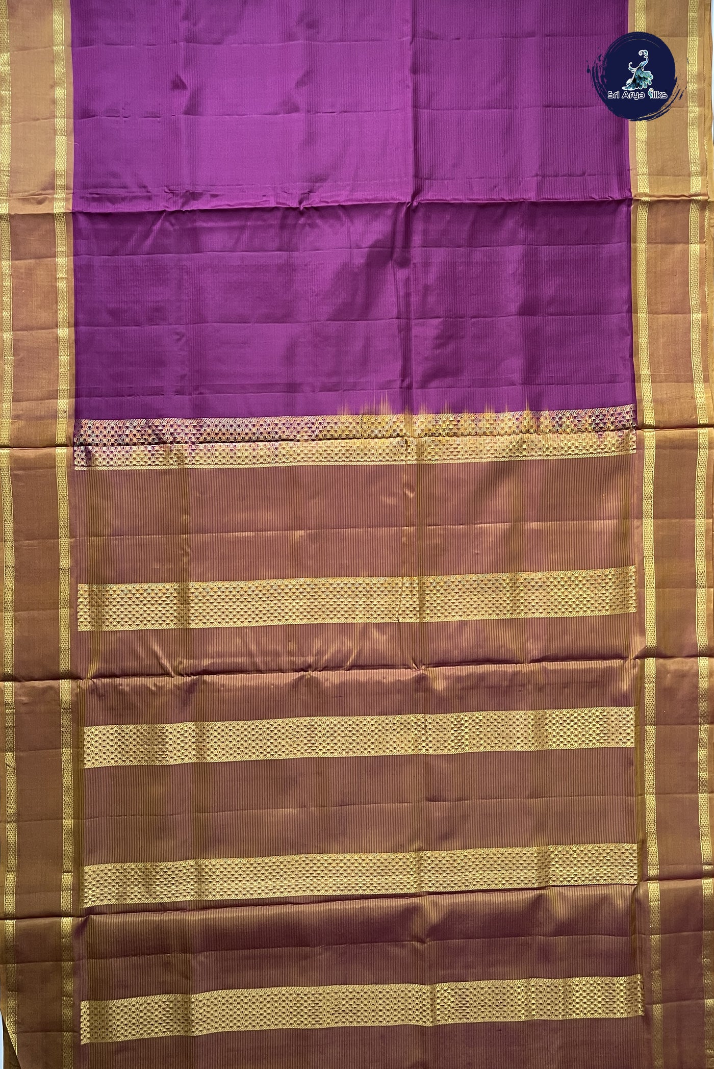 Magenta Madisar 10 Yards Silk Saree With Doria Lines Pattern