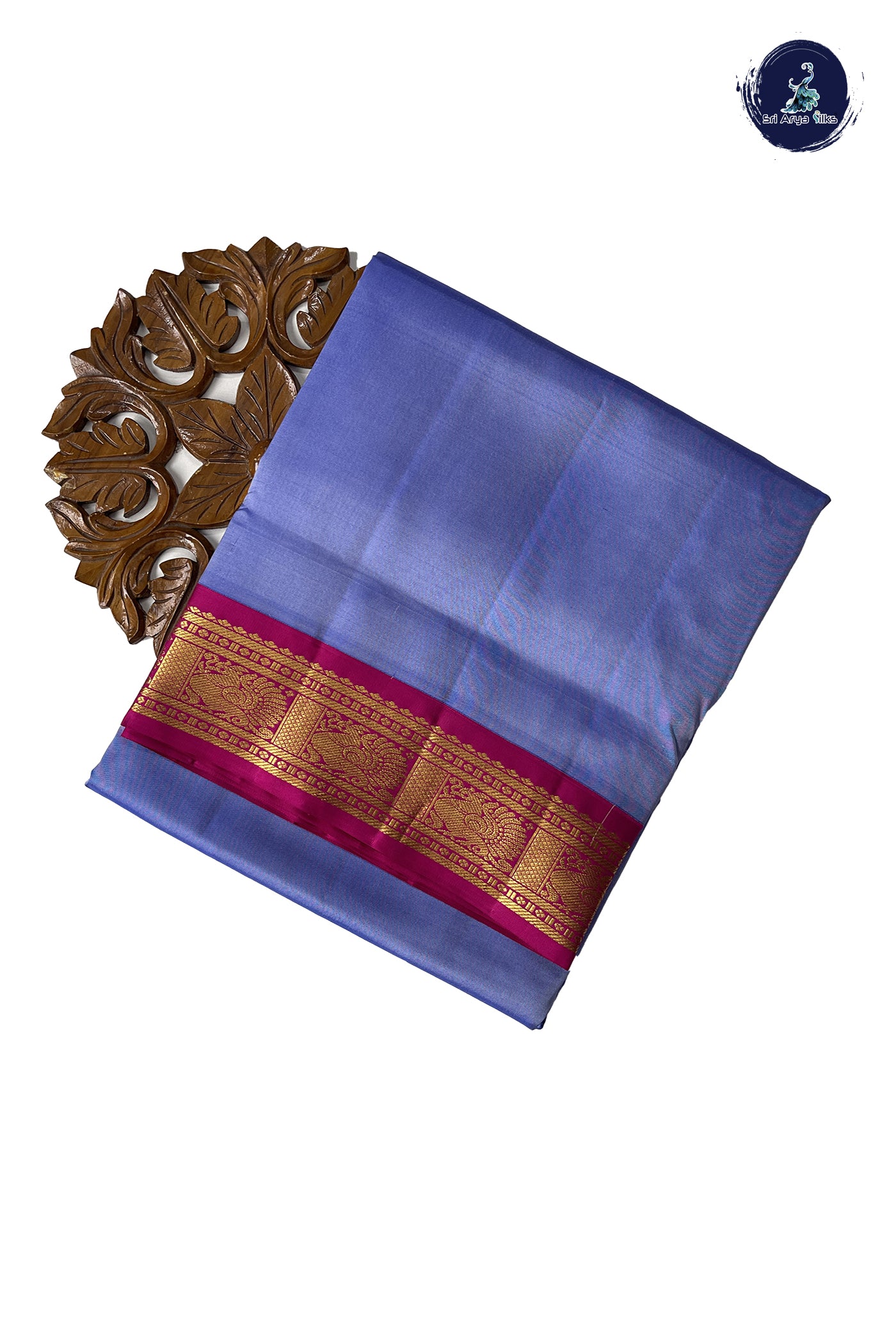 Lavender Madisar 10 Yards Silk Saree With Plain Pattern