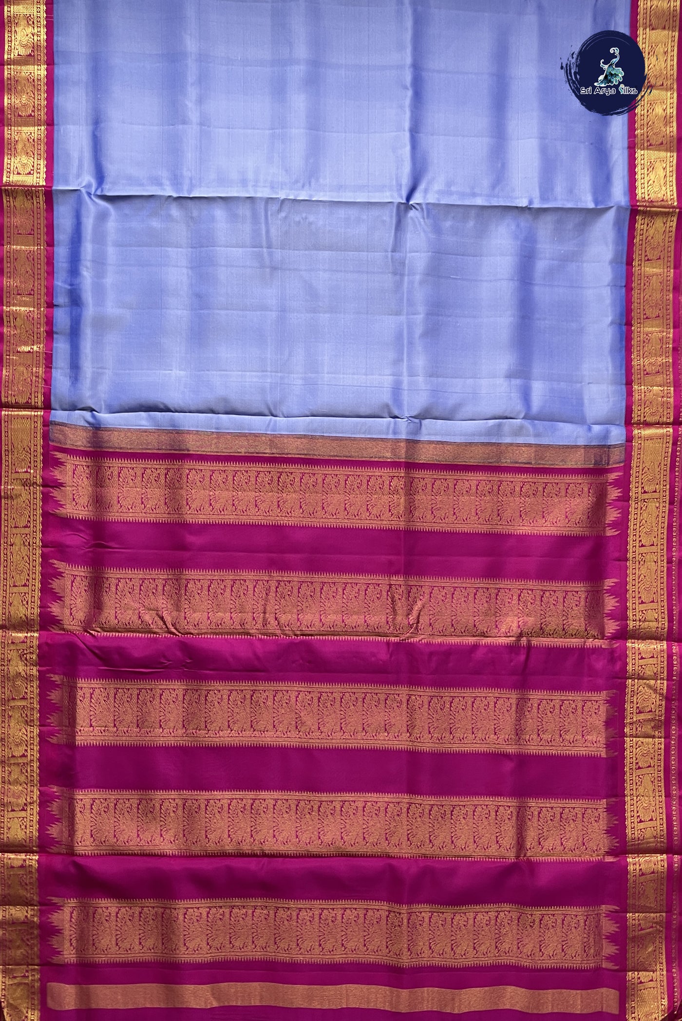 Lavender Madisar 10 Yards Silk Saree With Plain Pattern