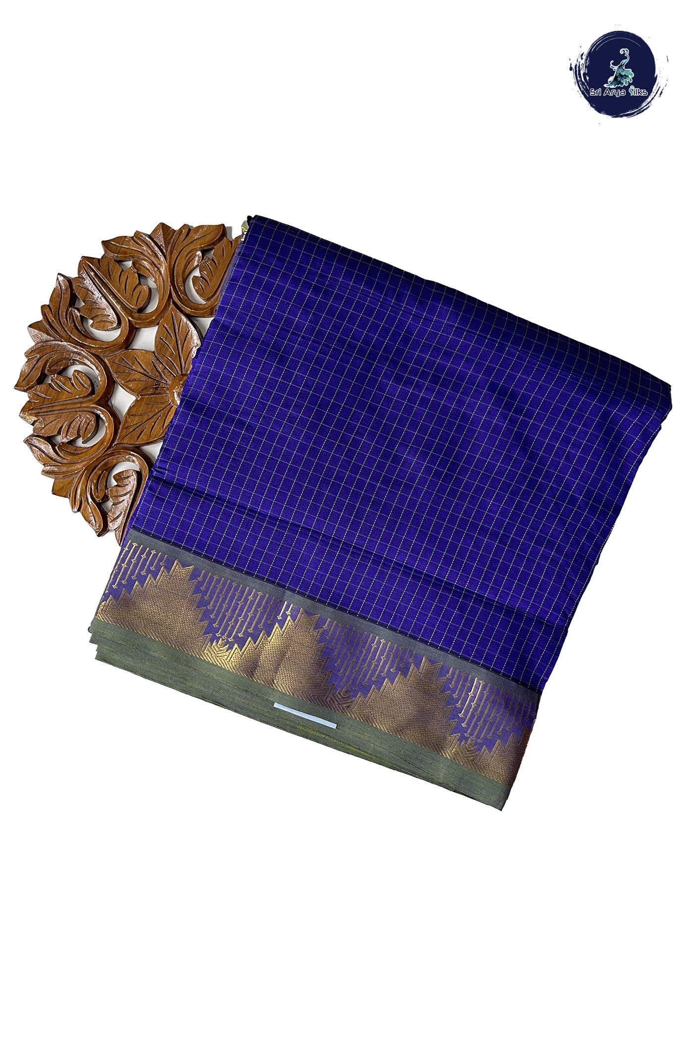 Violet Madisar Semi Silk Cotton Saree With Checked Pattern