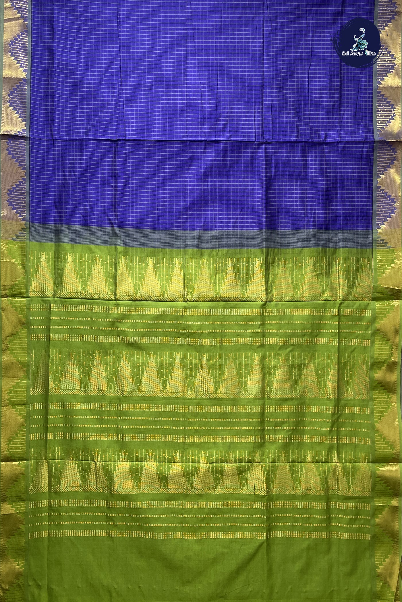 Violet Madisar Semi Silk Cotton Saree With Checked Pattern