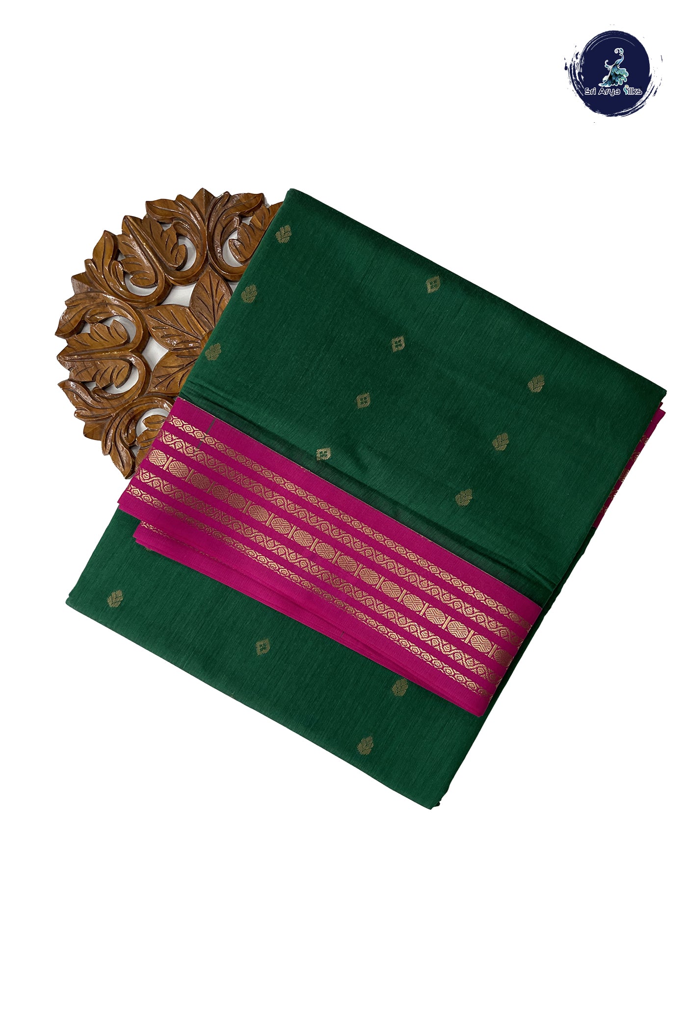 Green Madisar Semi Silk Cotton Saree With Zari Buttas Pattern