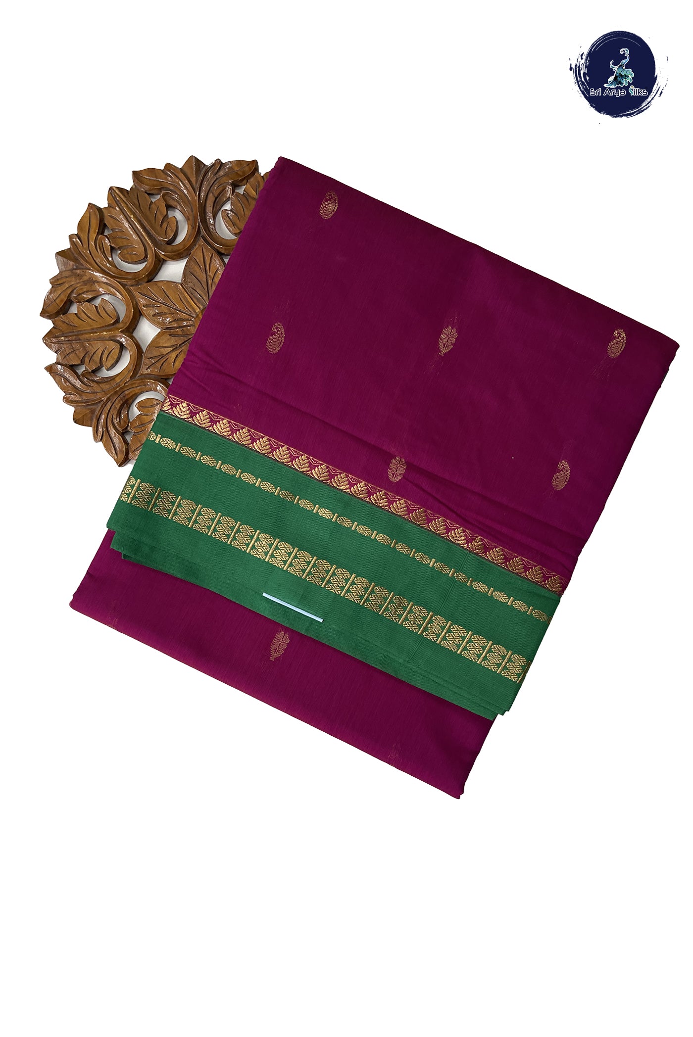 Magenta Purple Madisar Semi Silk Cotton Saree With Zari Buttas Pattern