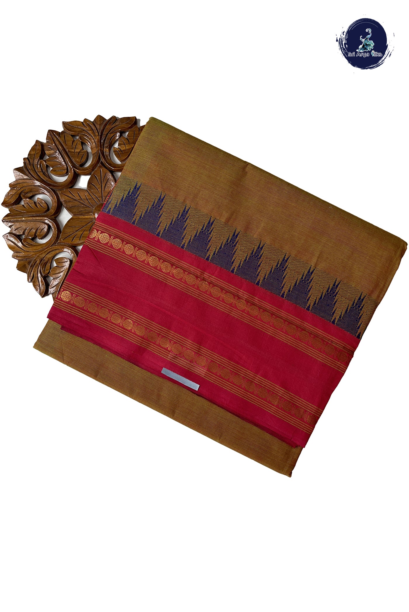 Lite Mustard Orange 10 Yards Madisar Cotton Saree With Plain Pattern