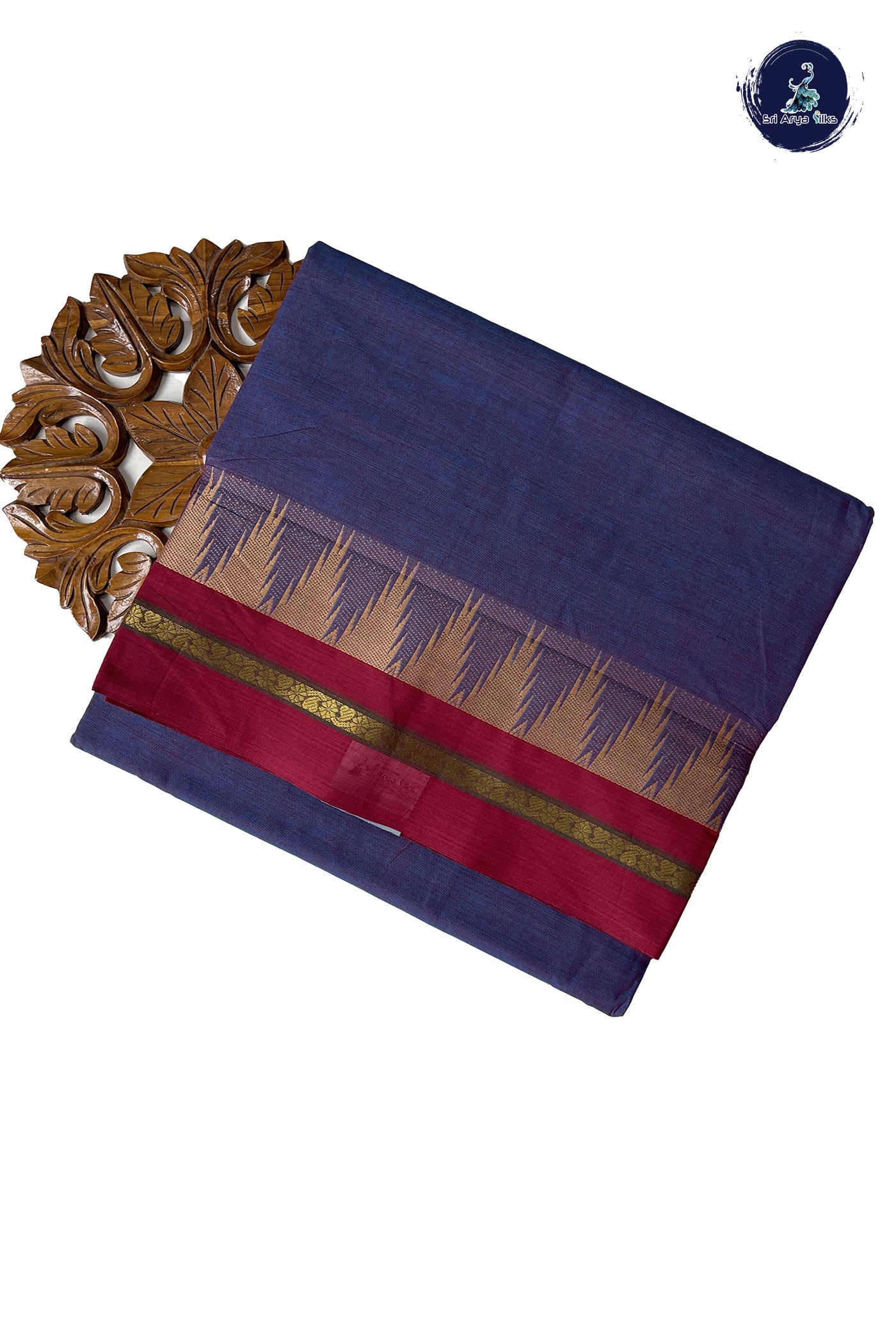 Greyish Lavender 10 Yards Madisar Cotton Saree With Plain Pattern