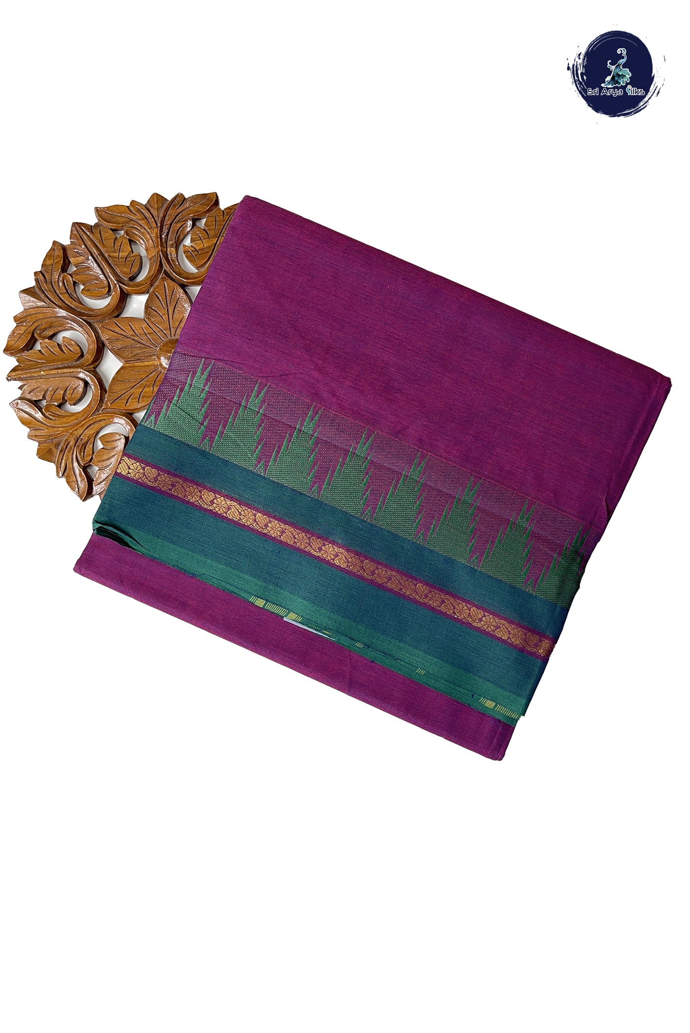 Magenta Purple 10 Yards Madisar Cotton Saree With Plain Pattern