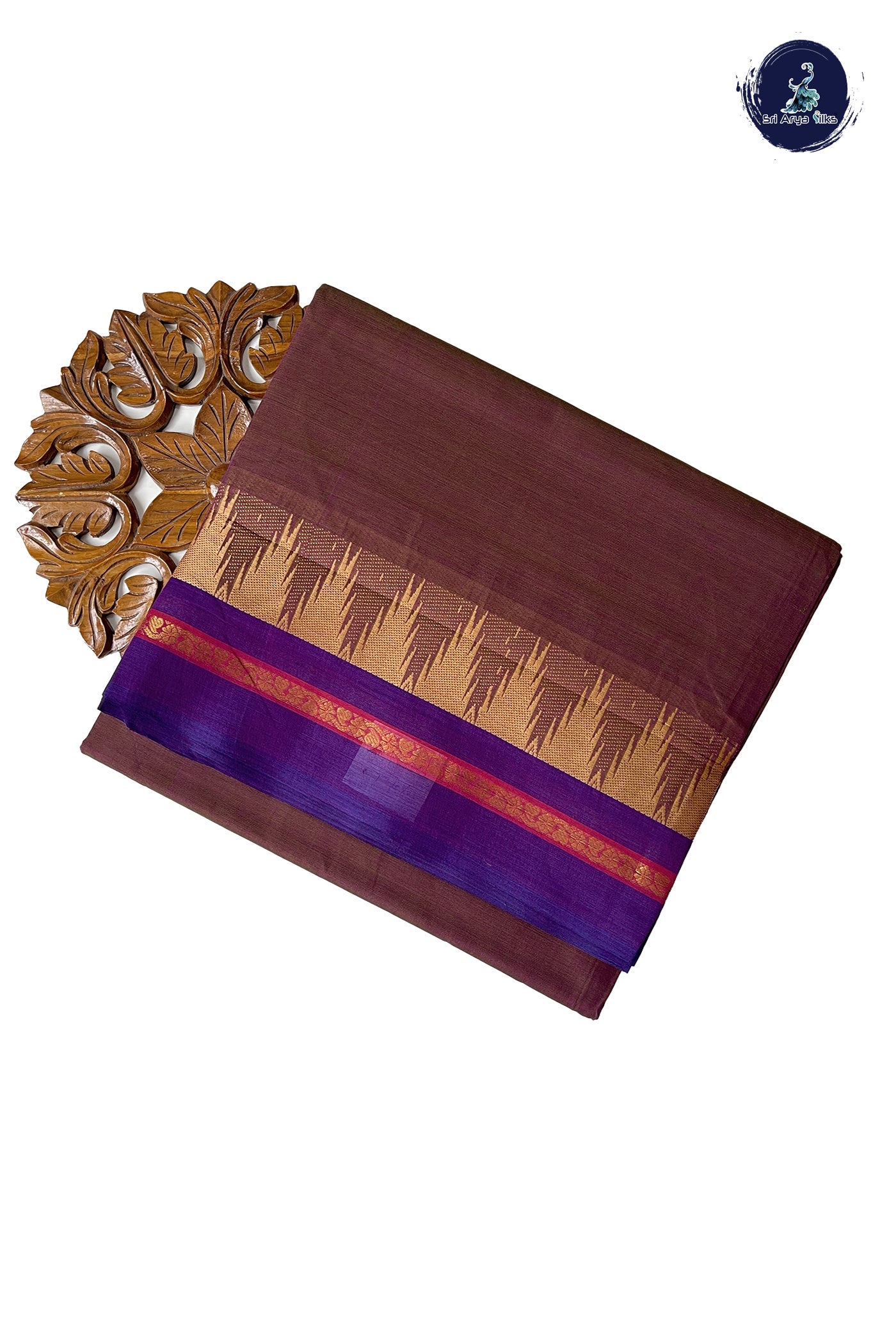 Dual Tone Brown 10 Yards Madisar Cotton Saree With Plain Pattern