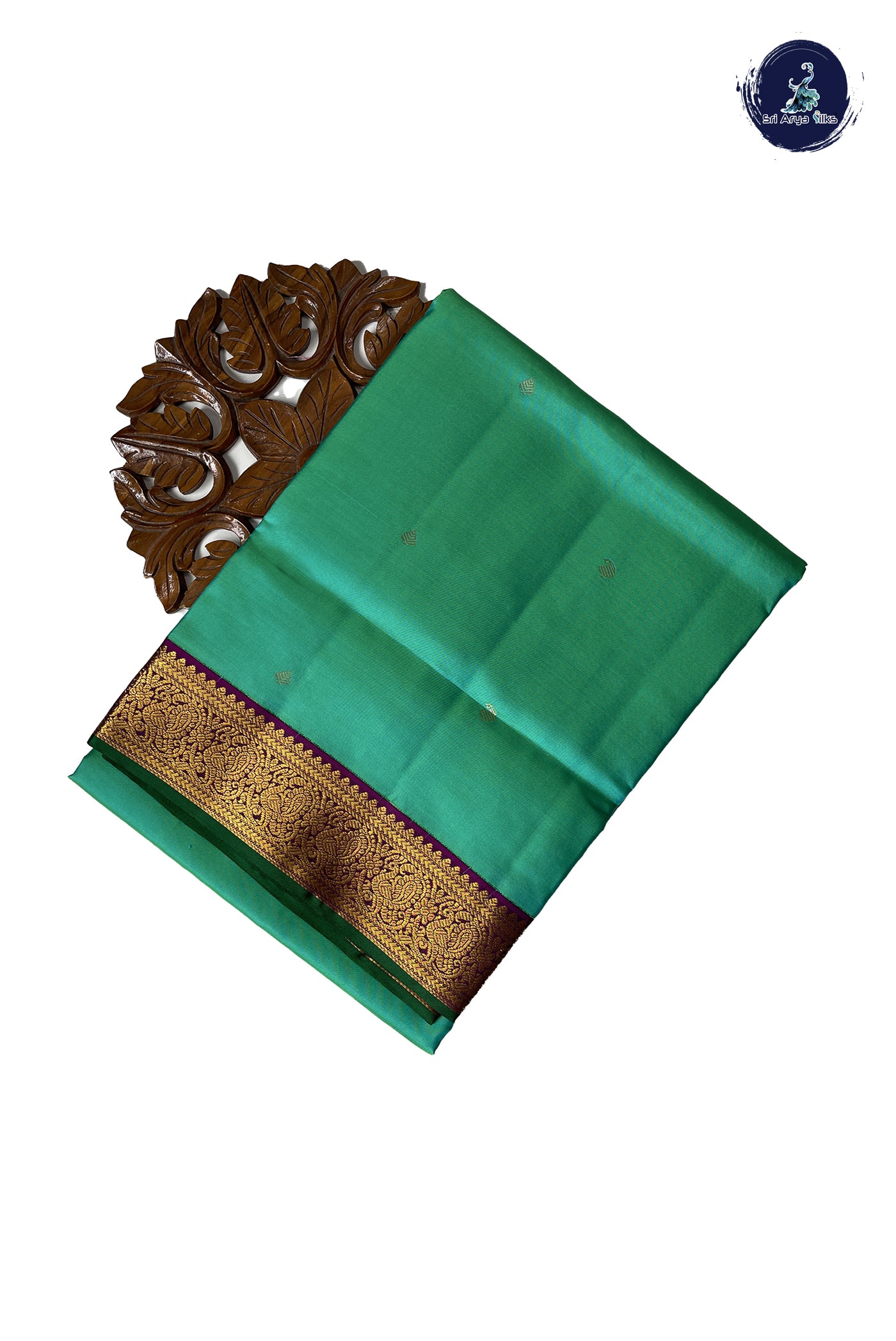 Sea Green Madisar 10 Yards Silk Saree With Buttas Pattern