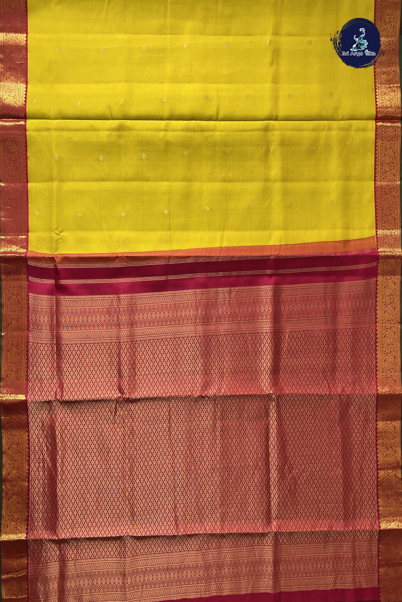 Lemon Yellow Madisar 10 Yards Silk Saree With Buttas Pattern