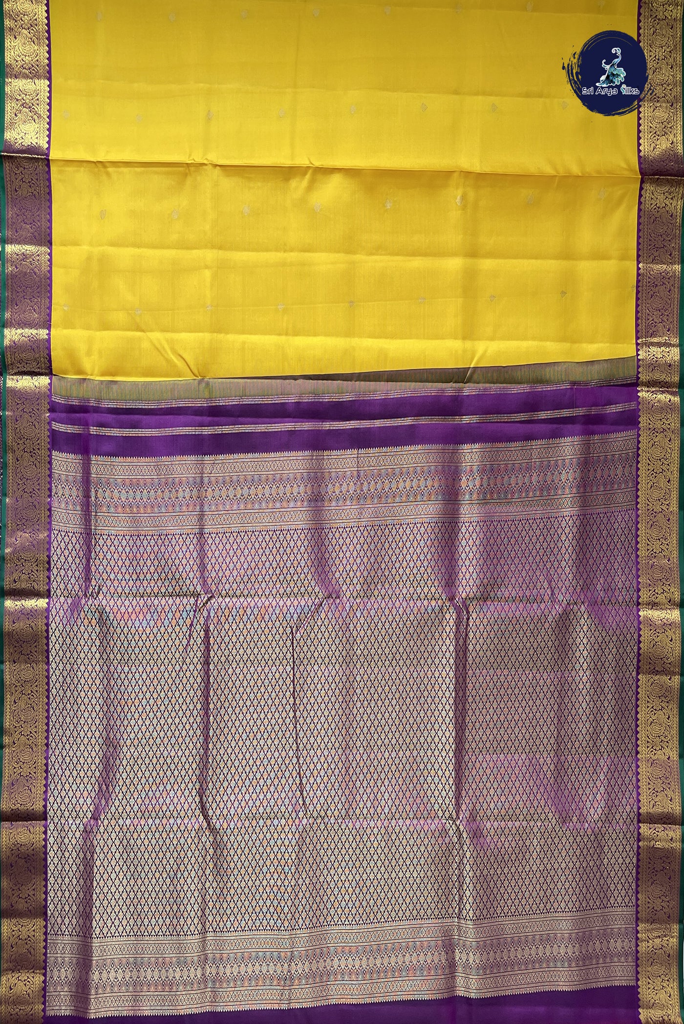 Mango Yellow Madisar 10 Yards Silk Saree With Buttas Pattern