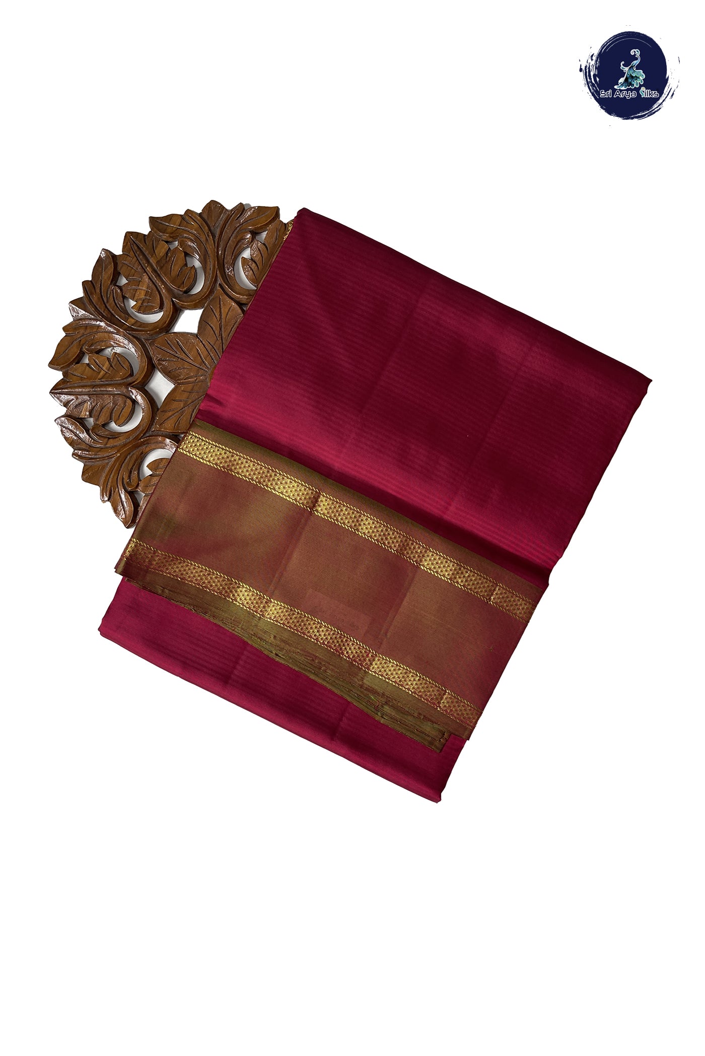 Maroon Madisar 10 Yards Silk Saree With Doria Lines Pattern