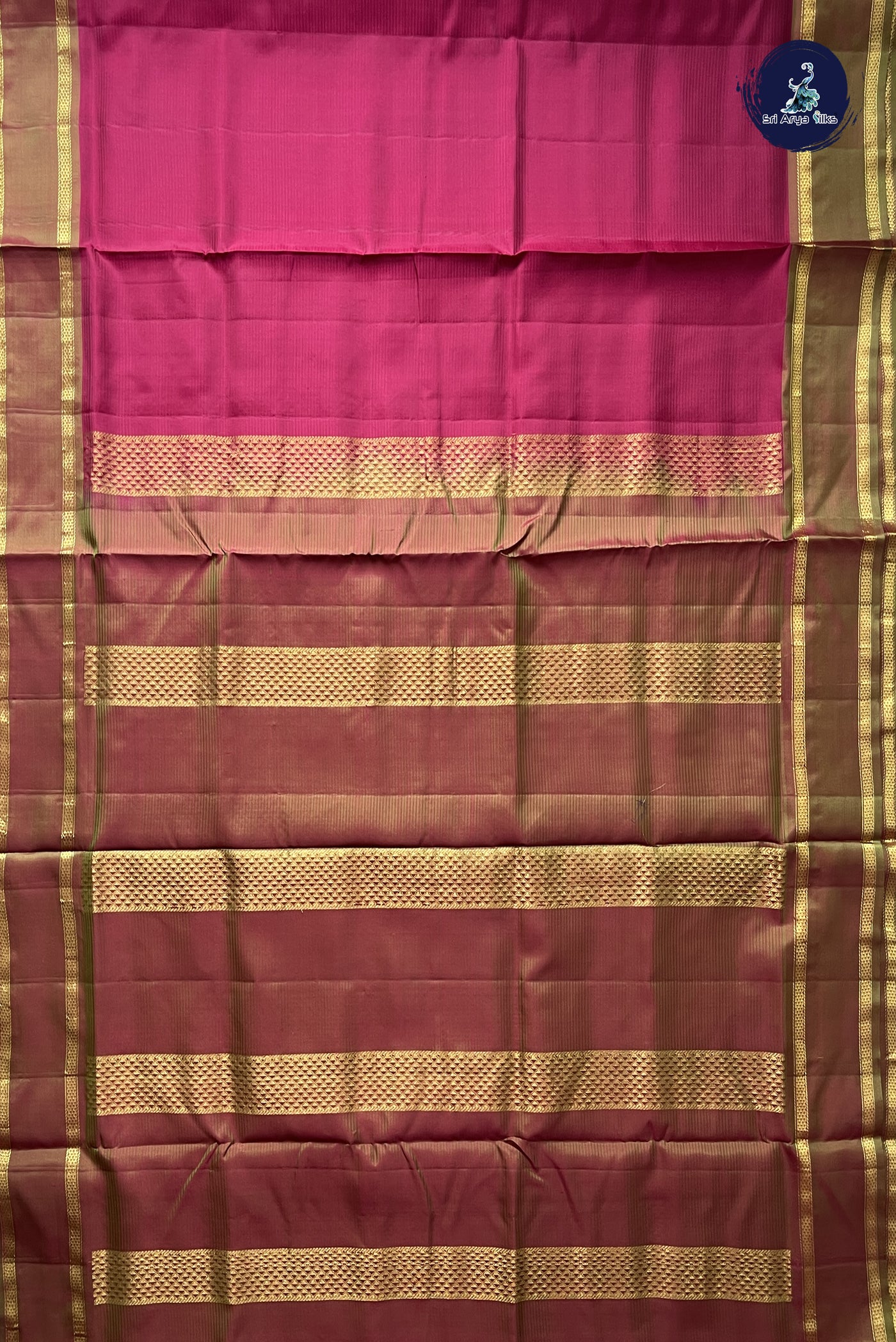 Maroon Madisar 10 Yards Silk Saree With Doria Lines Pattern