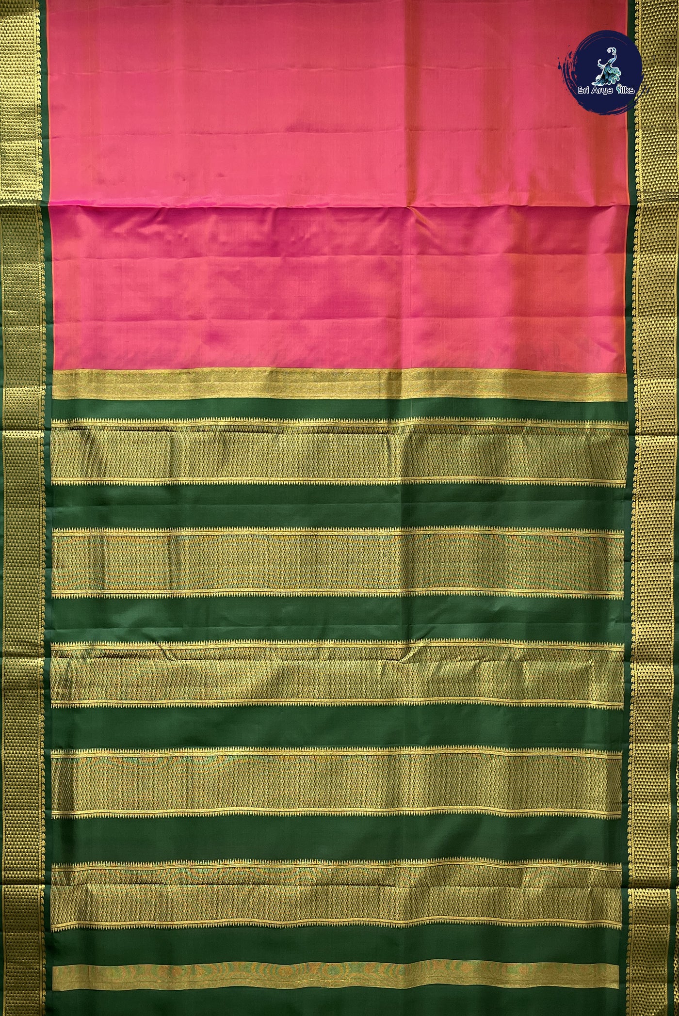 Dual Tone Pink Madisar 10 Yards Silk Saree With Plain Pattern