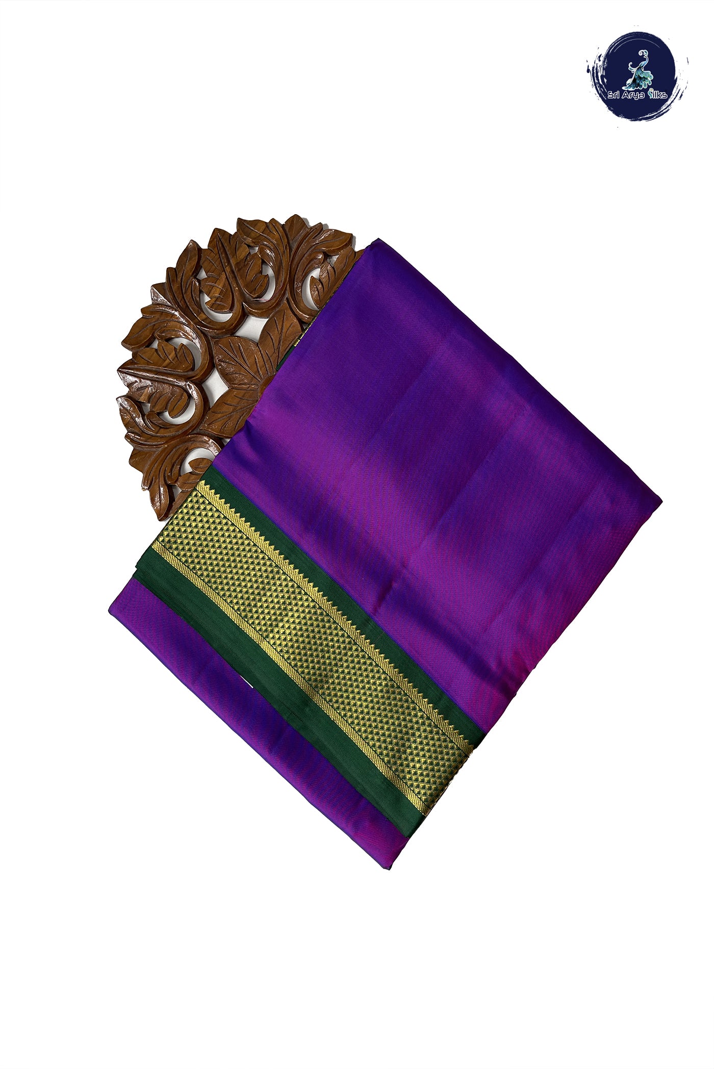 Dual Tone Purple Madisar 10 Yards Silk Saree With Plain Pattern