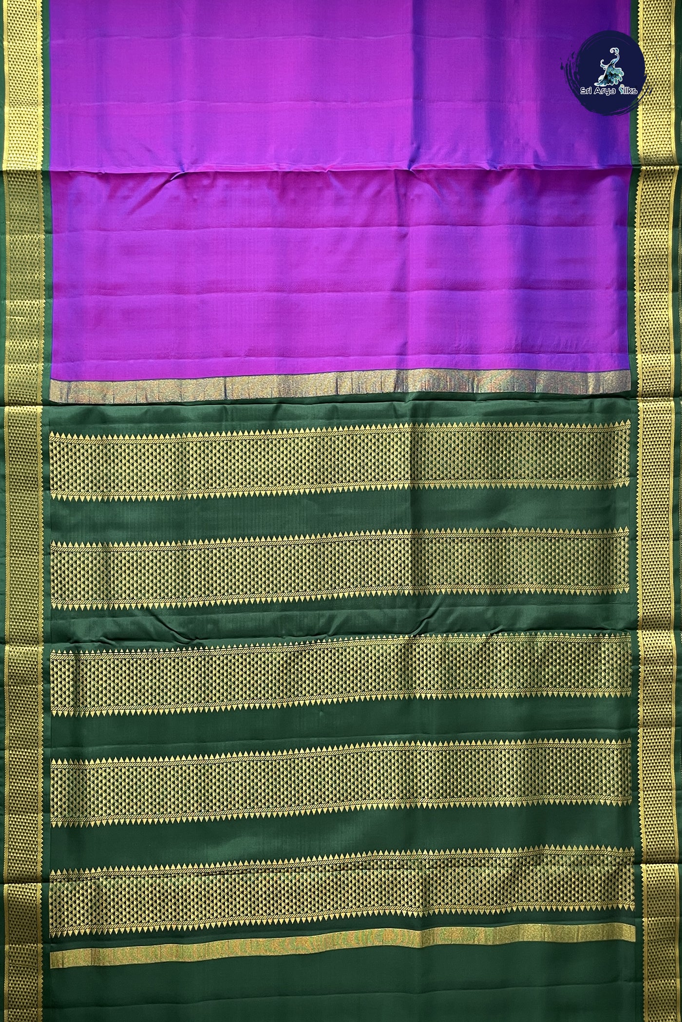 Dual Tone Purple Madisar 10 Yards Silk Saree With Plain Pattern