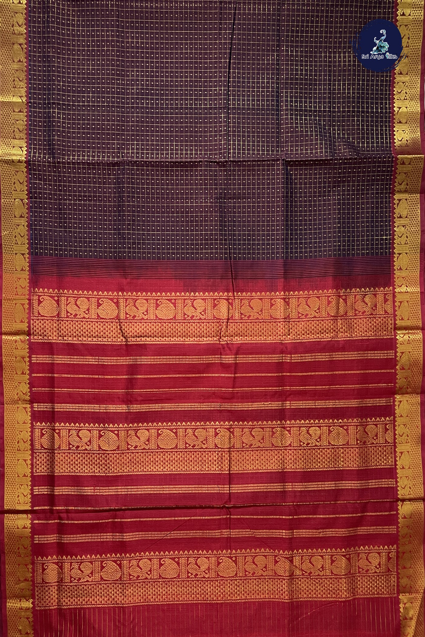 Coffee Brown Madisar Silk Cotton Saree With Laksha Deepam Design Pattern