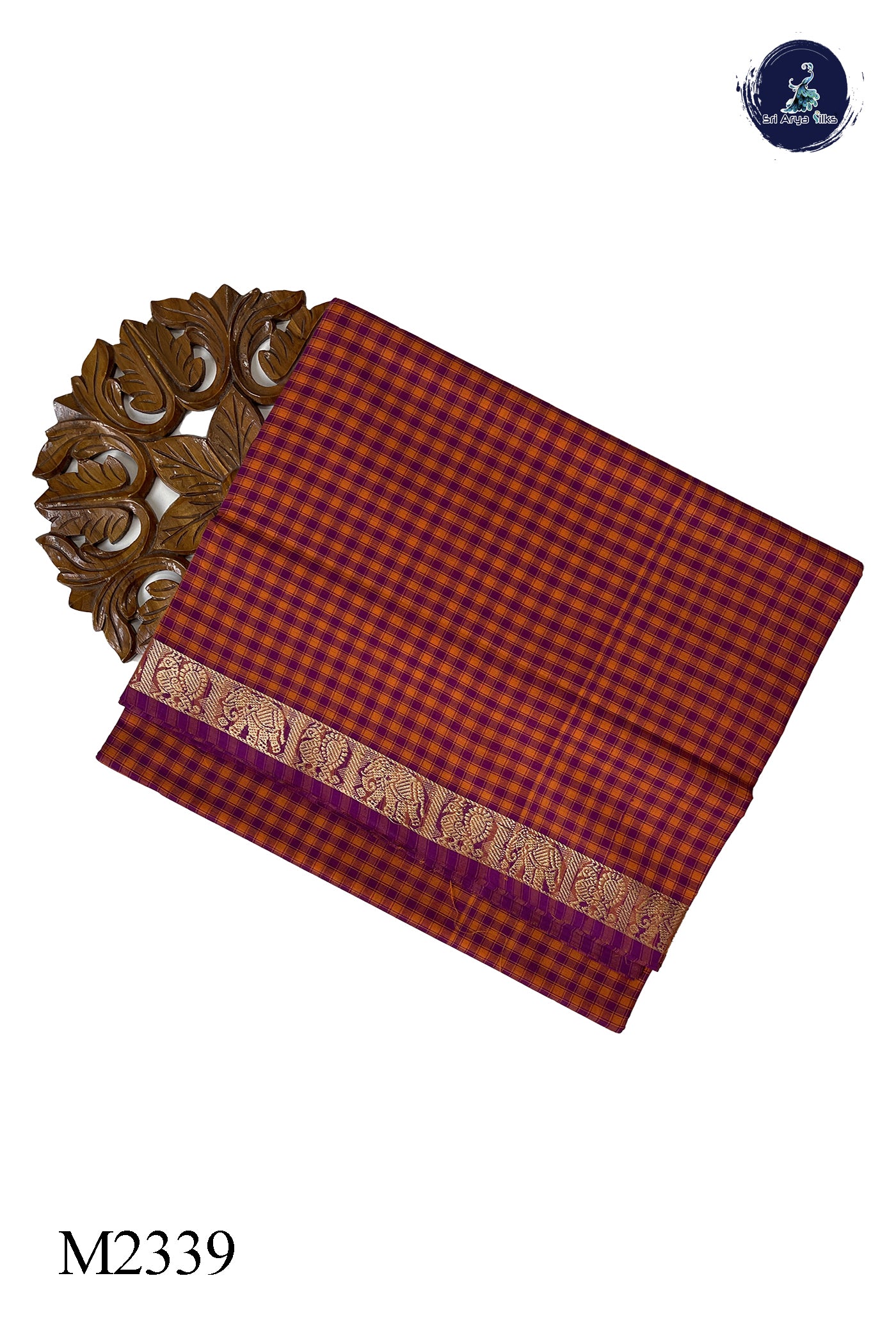 Multi Colour 10 Yards Madisar Cotton Saree With Checked Pattern