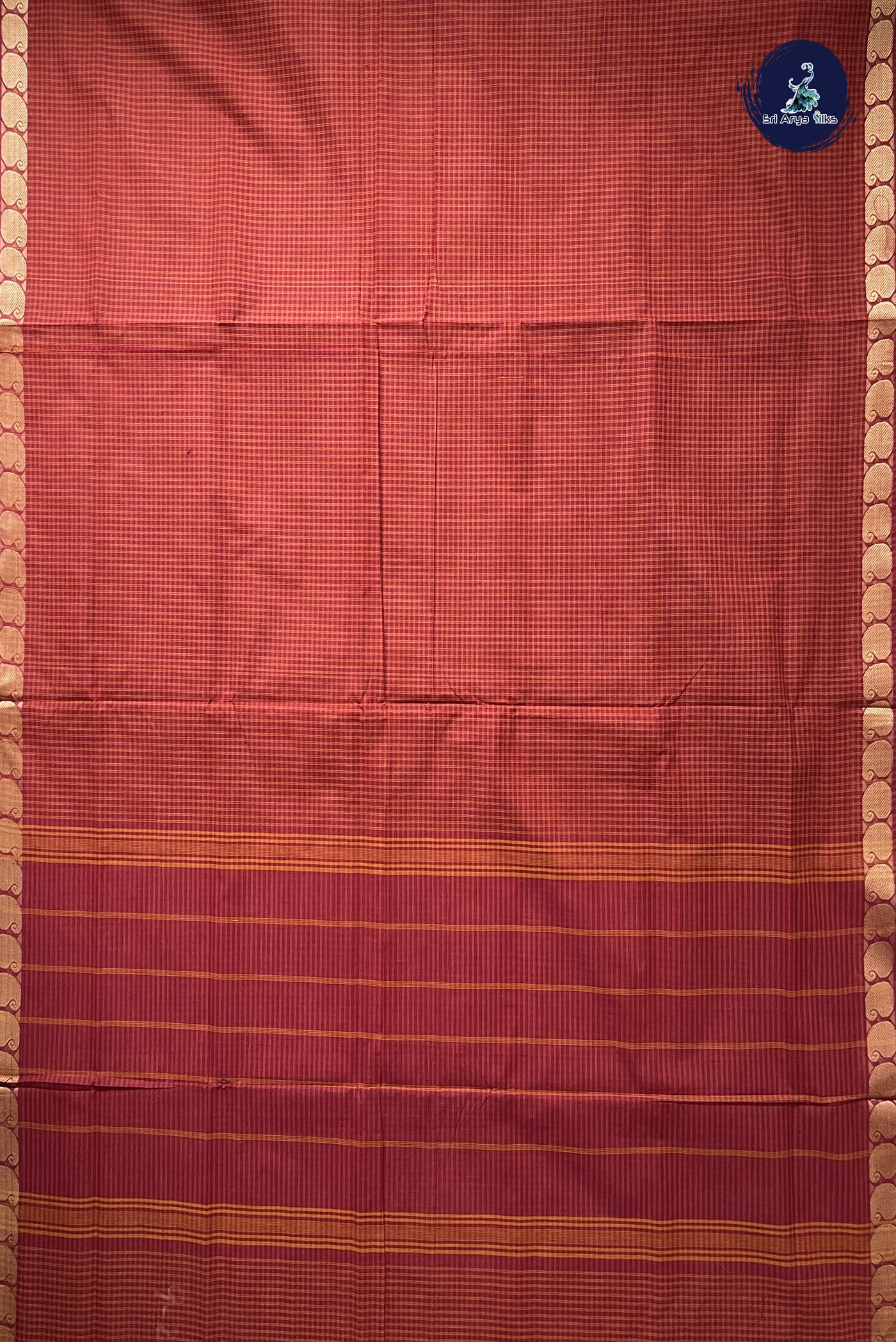 Multi Colour 10 Yards Madisar Cotton Saree With Checked Pattern