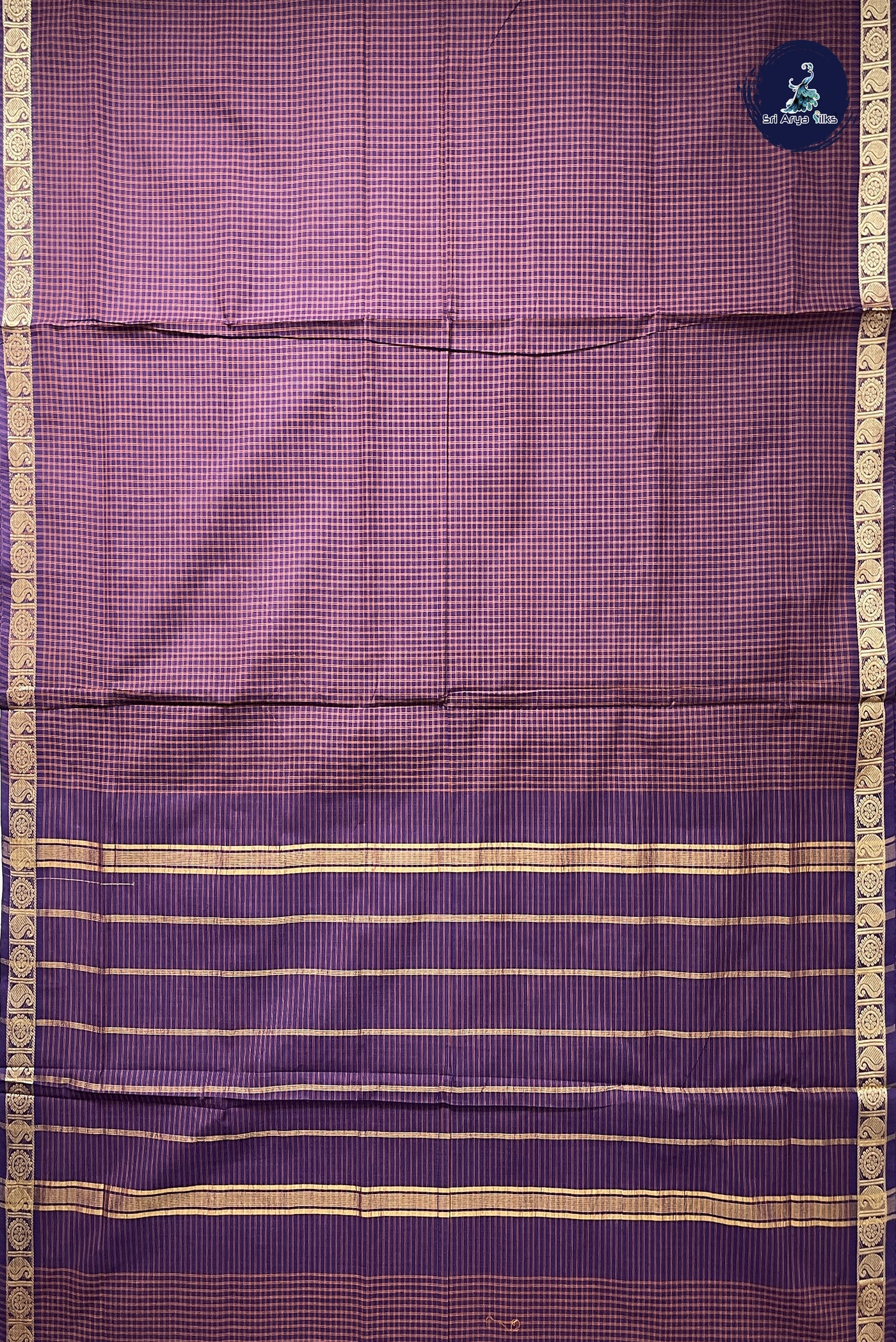 Multi Colour 10 Yards Madisar Cotton Saree With Checked Pattern