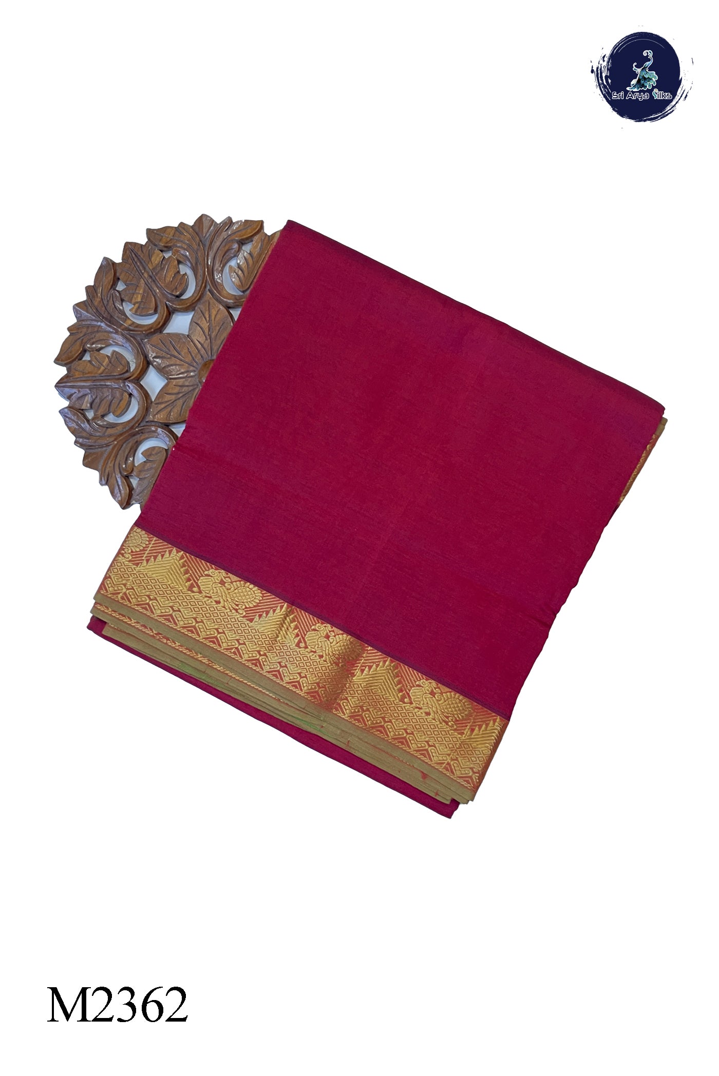 Maroon 10 Yards Silk Cotton Saree With Plain Pattern