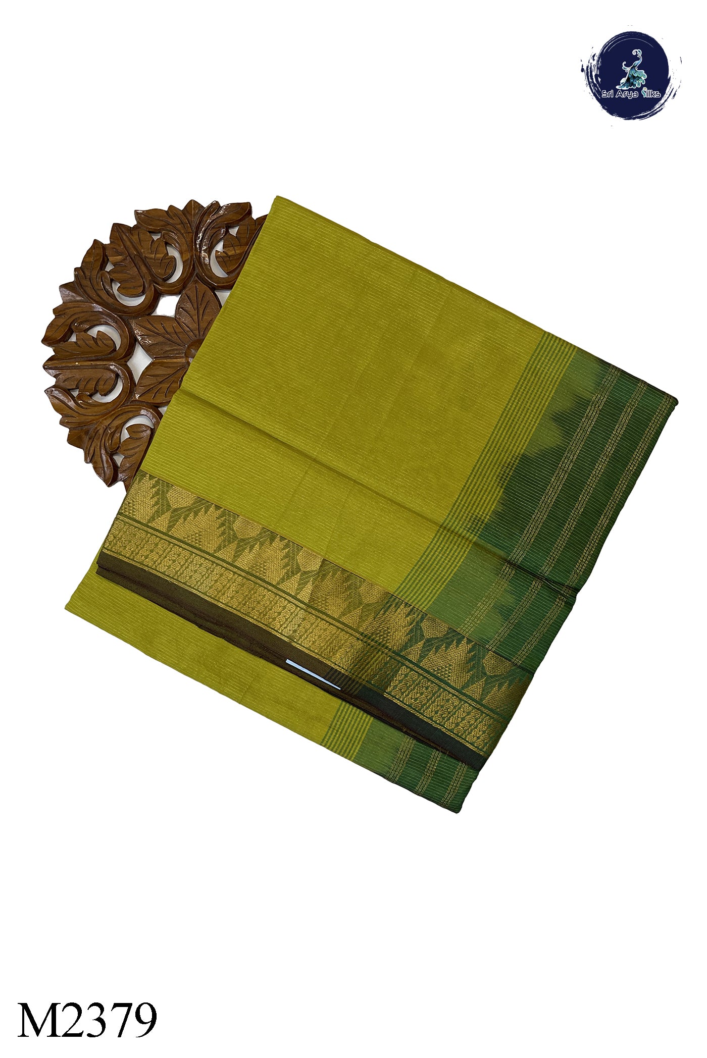 Mustard Yellow 10 Yards Silk Cotton Saree With Plain Pattern