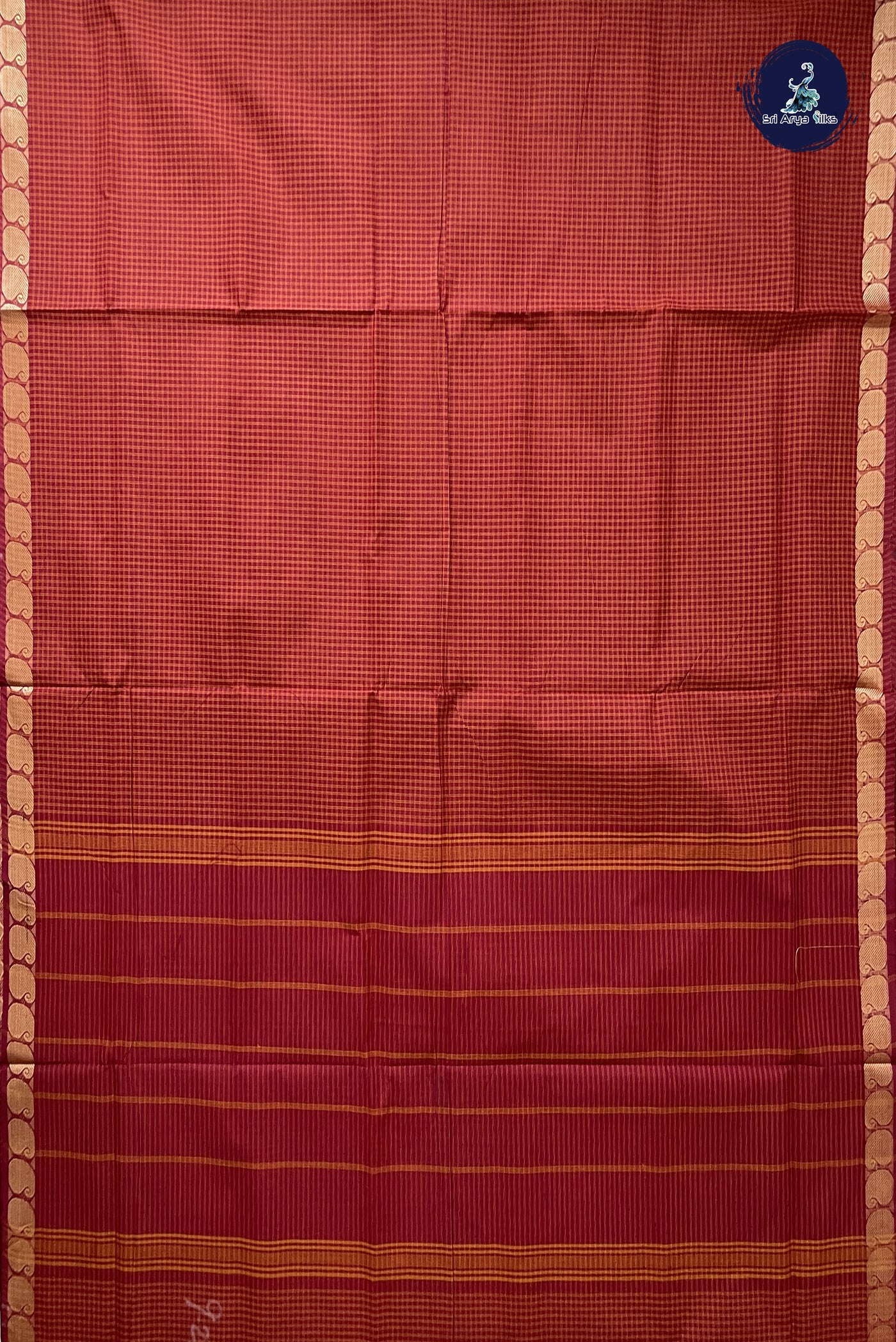 Multi Colour 10 Yards Madisar Cotton Saree With Checked Pattern