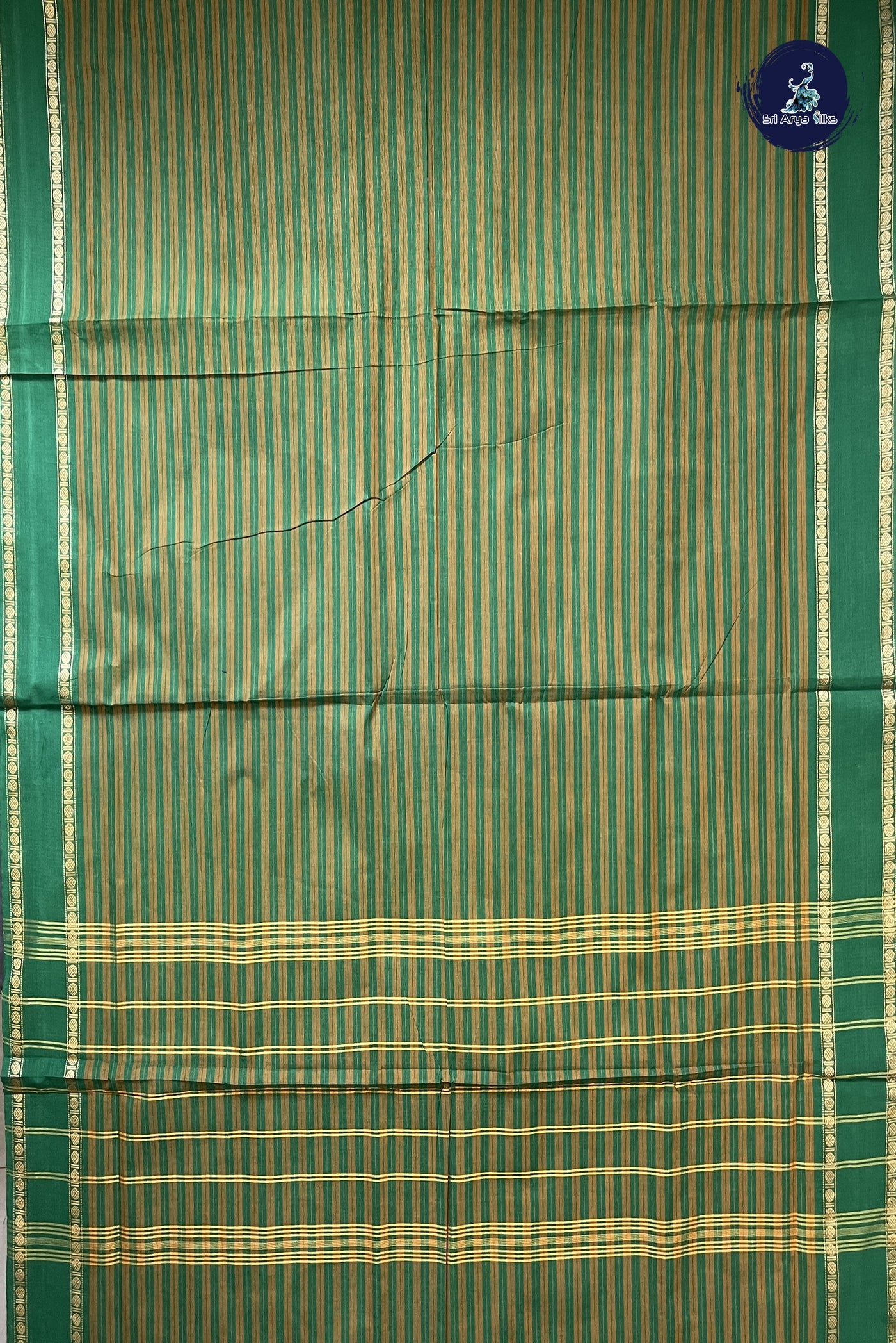 Green 10 Yards Madisar Cotton Saree With Vaazhapoo Design Pattern