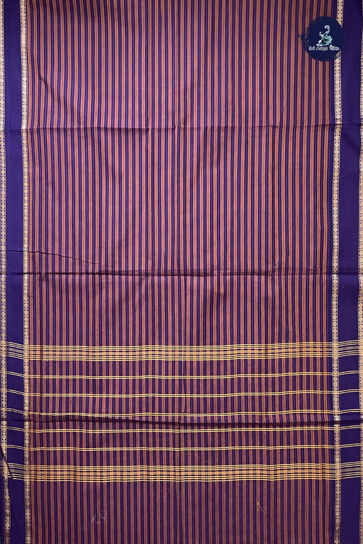 Violet 10 Yards Madisar Cotton Saree With Vaazhapoo Design Pattern