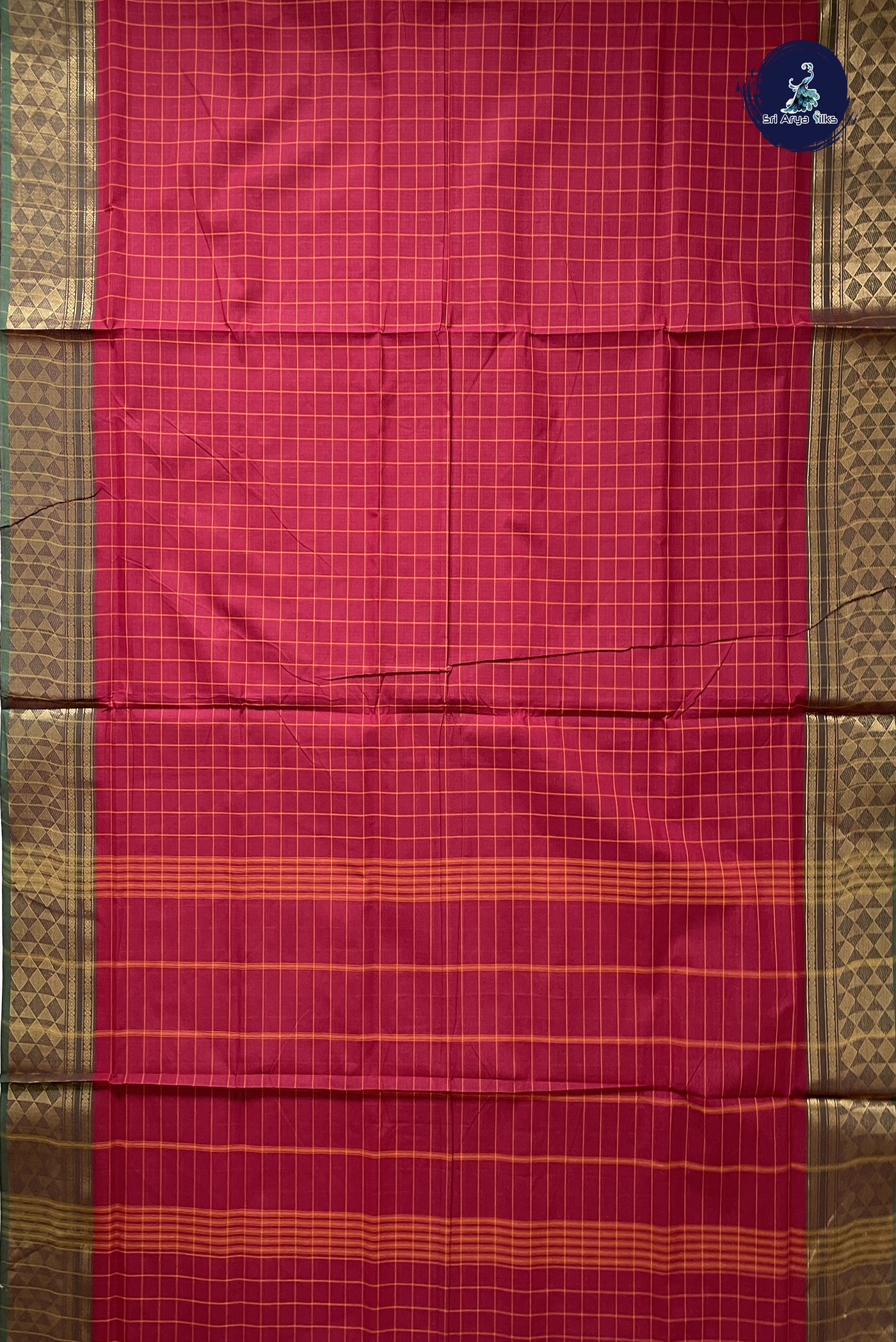 Arakku 10 Yards Madisar Cotton Saree With Checked Pattern