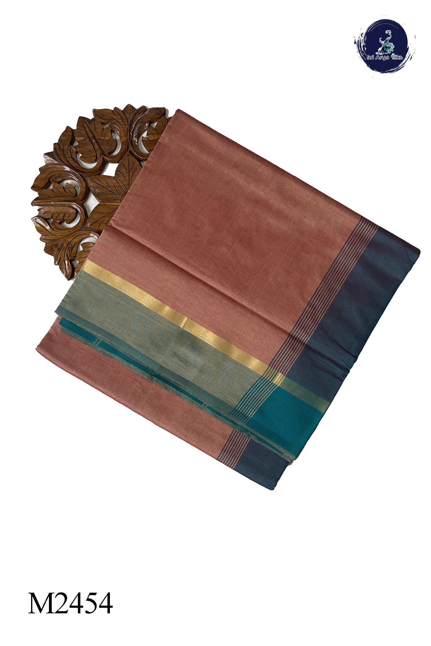 Chocolate Shade 10 Yards Silk Cotton Saree With Plain Pattern