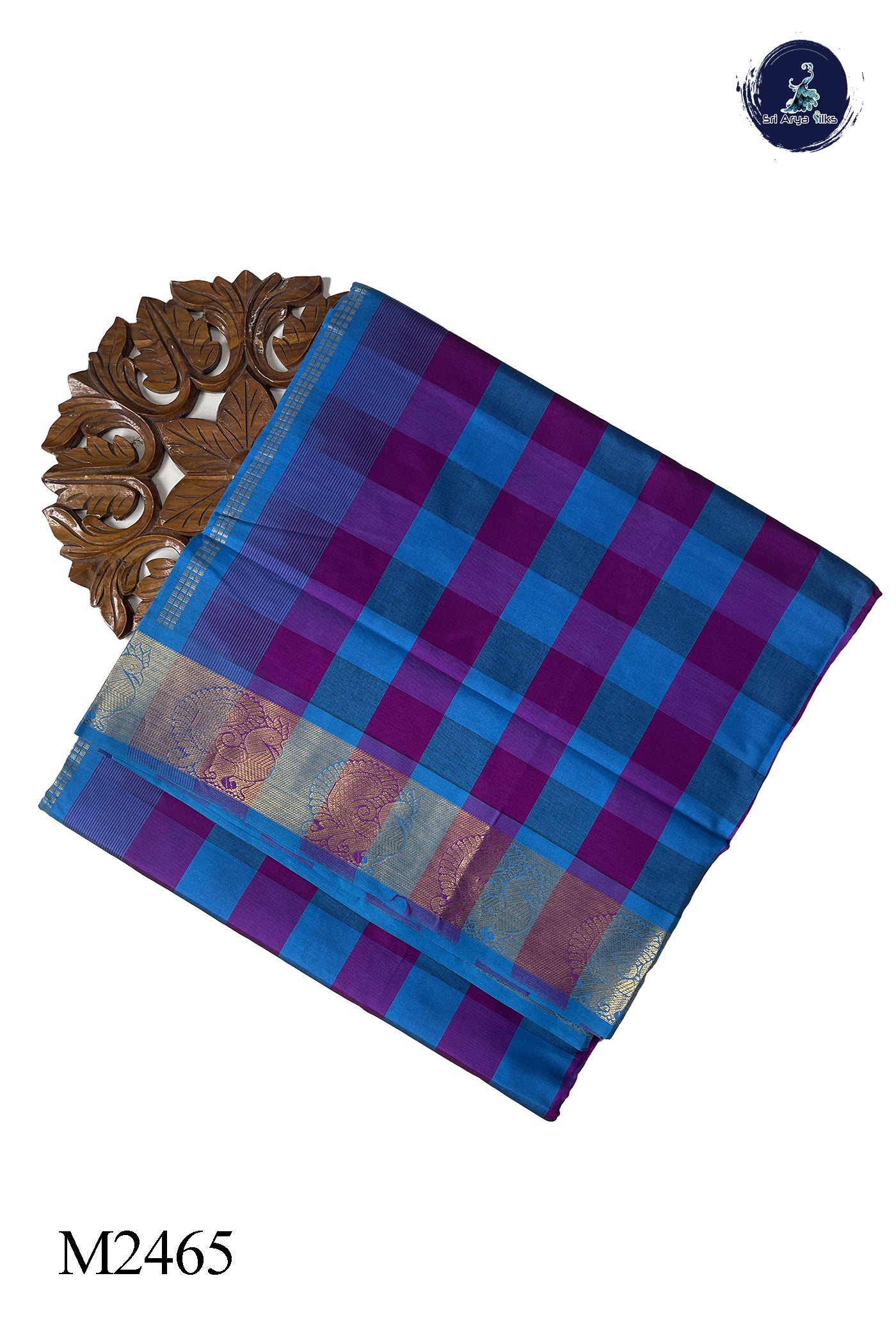 Multi Colour 10 Yards Silk Cotton Saree With Checked Pattern