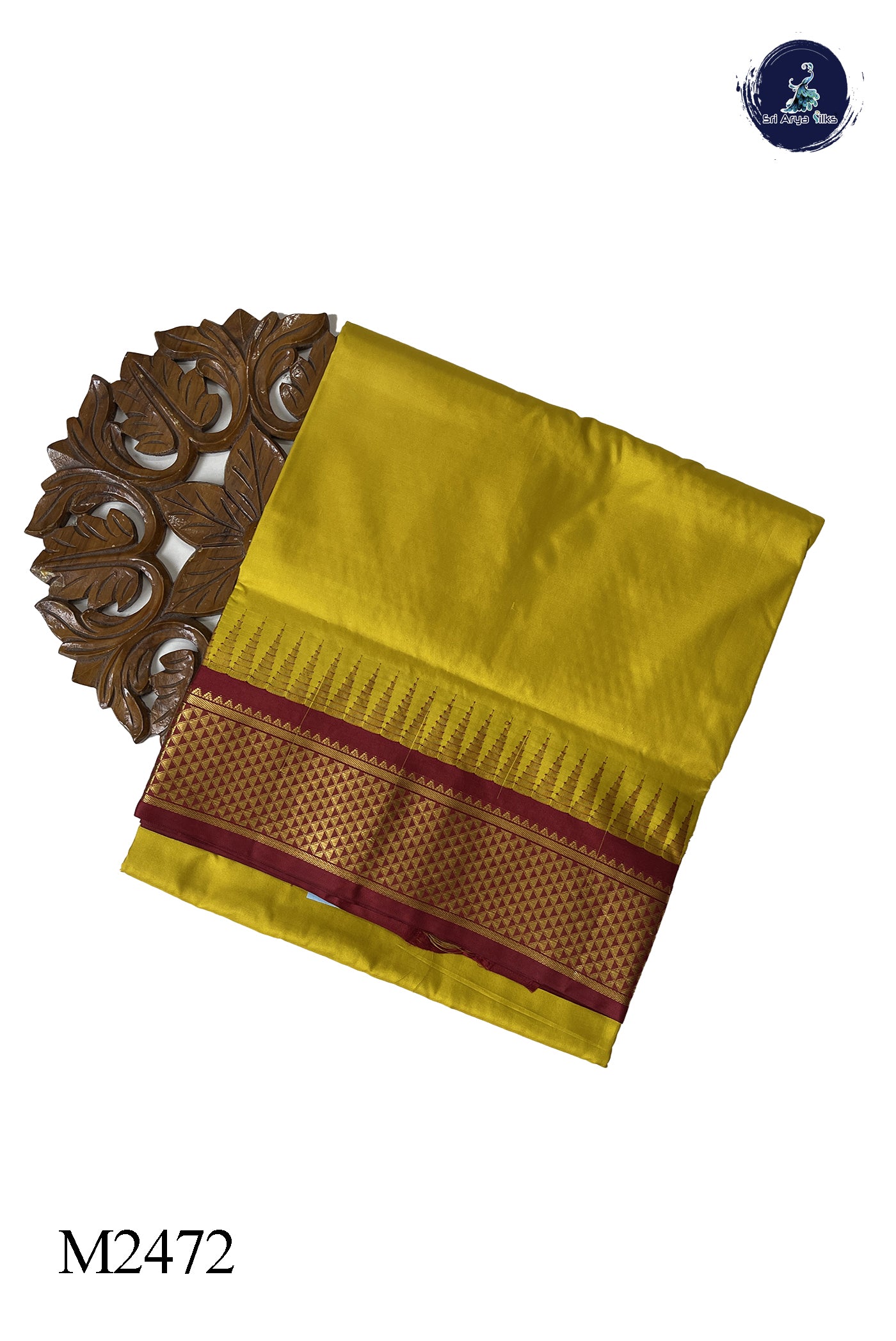 Yellow Madisar 10 Yards Silk Saree With Plain Pattern