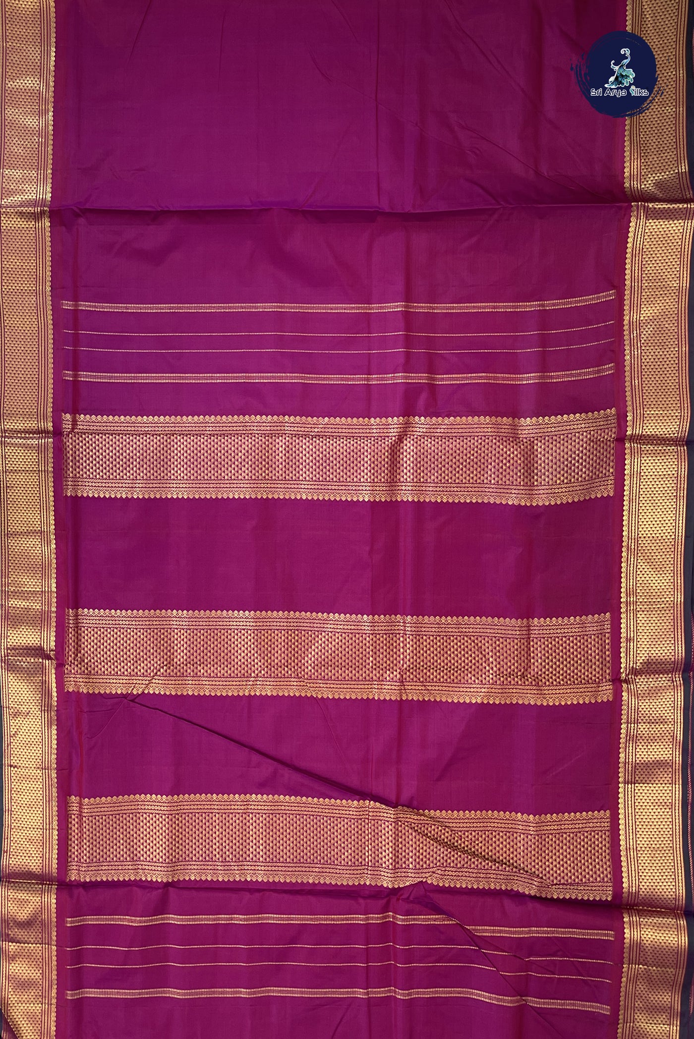 Magenta Pink Madisar 10 Yards Silk Saree With Plain Pattern