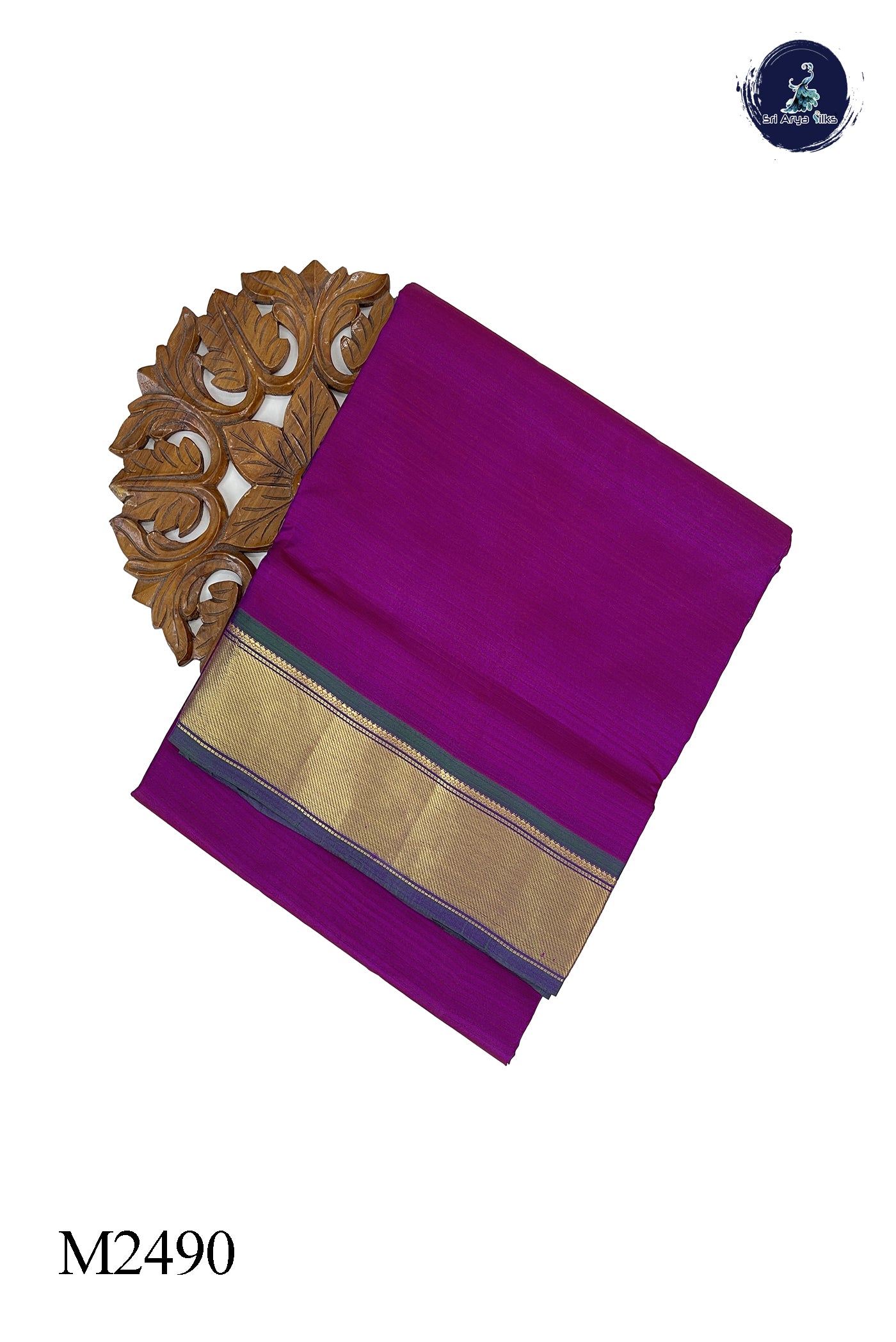 Magenta Purple Madisar 10 Yards Silk Saree With Doria Lines Pattern