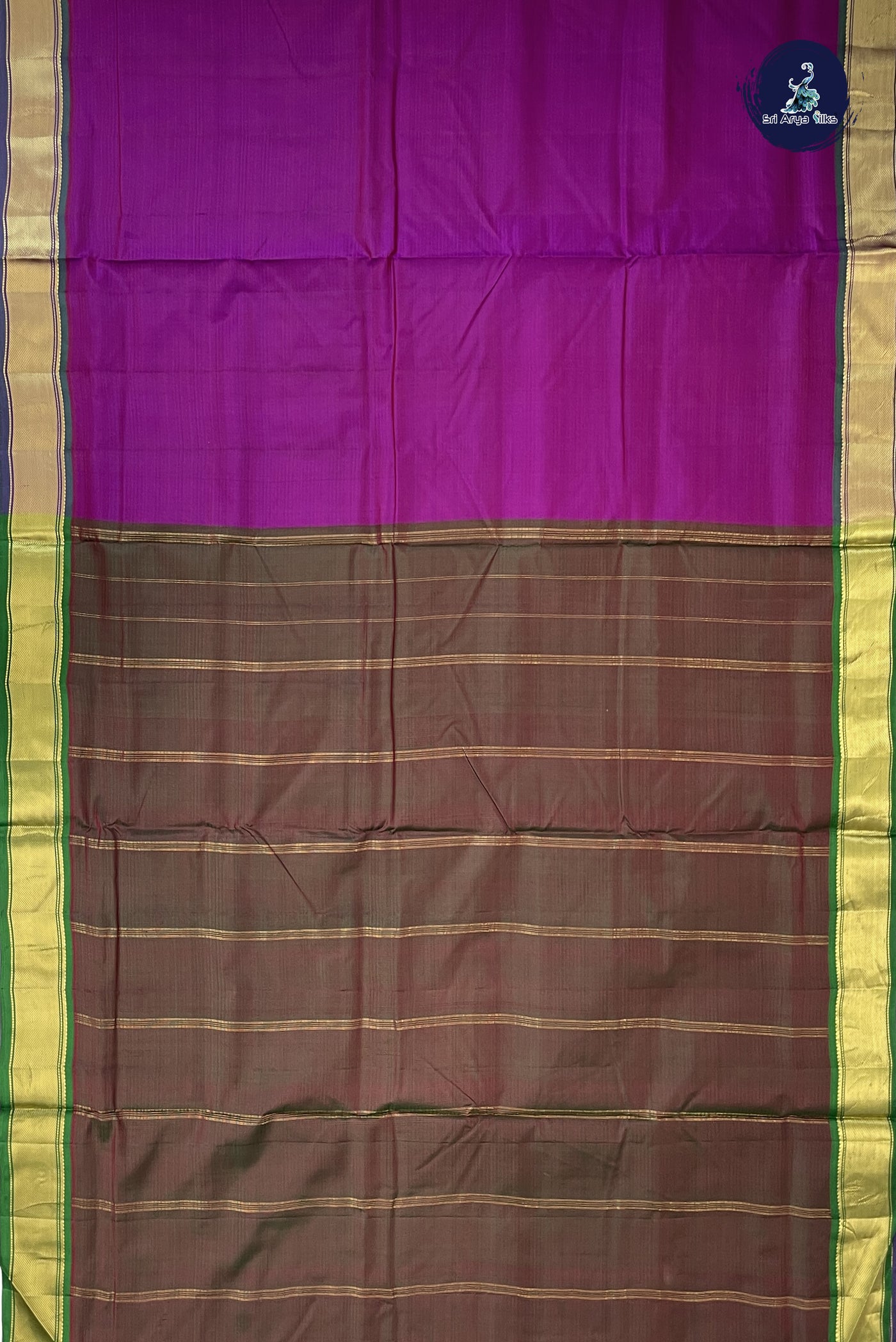 Magenta Purple Madisar 10 Yards Silk Saree With Doria Lines Pattern