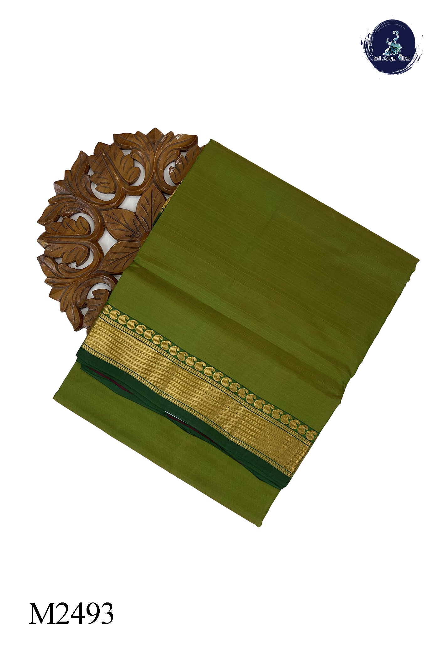 Dual Tone Mehendi Green Madisar 10 Yards Silk Saree With Plain Pattern