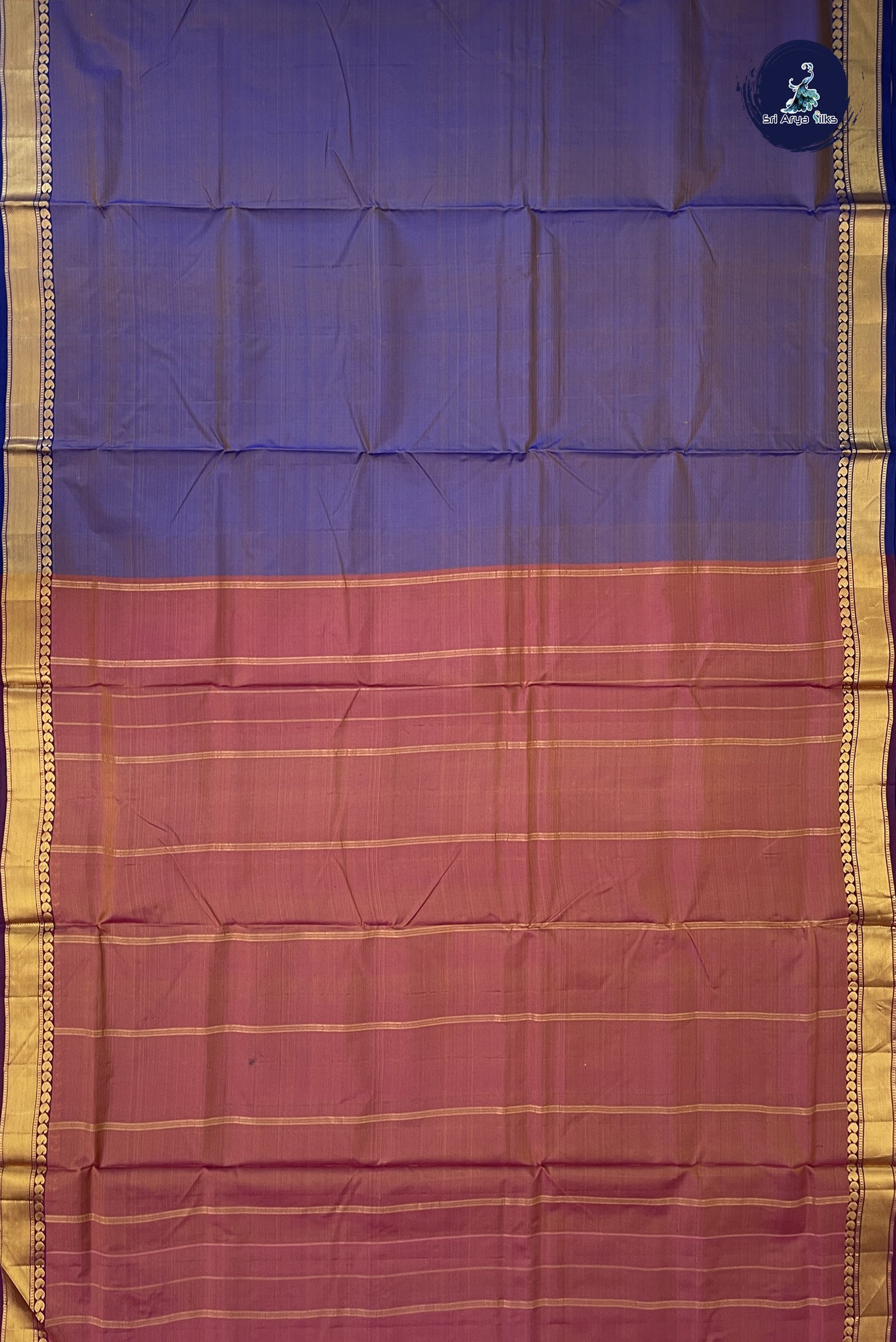 Lavender Madisar 10 Yards Silk Saree With Plain Pattern