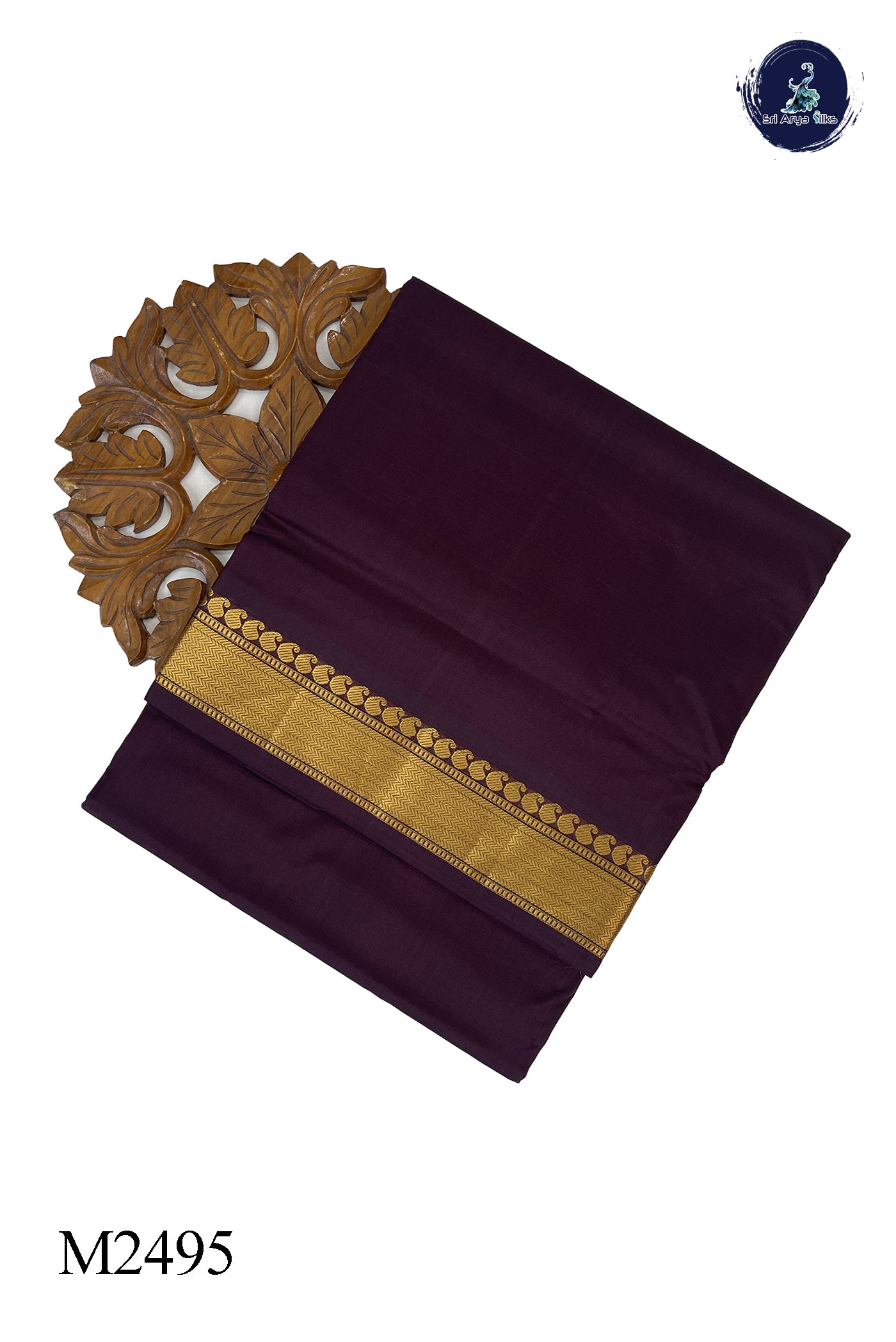 Brown Madisar 10 Yards Silk Saree With Plain Pattern