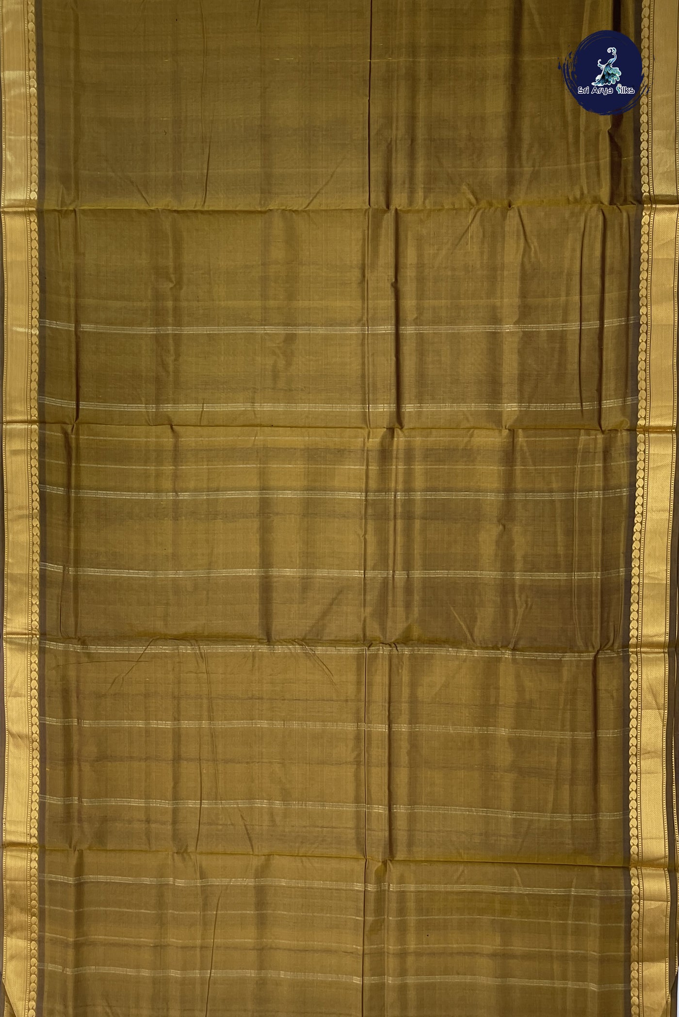 Golden Brown Madisar 10 Yards Silk Saree With Plain Pattern