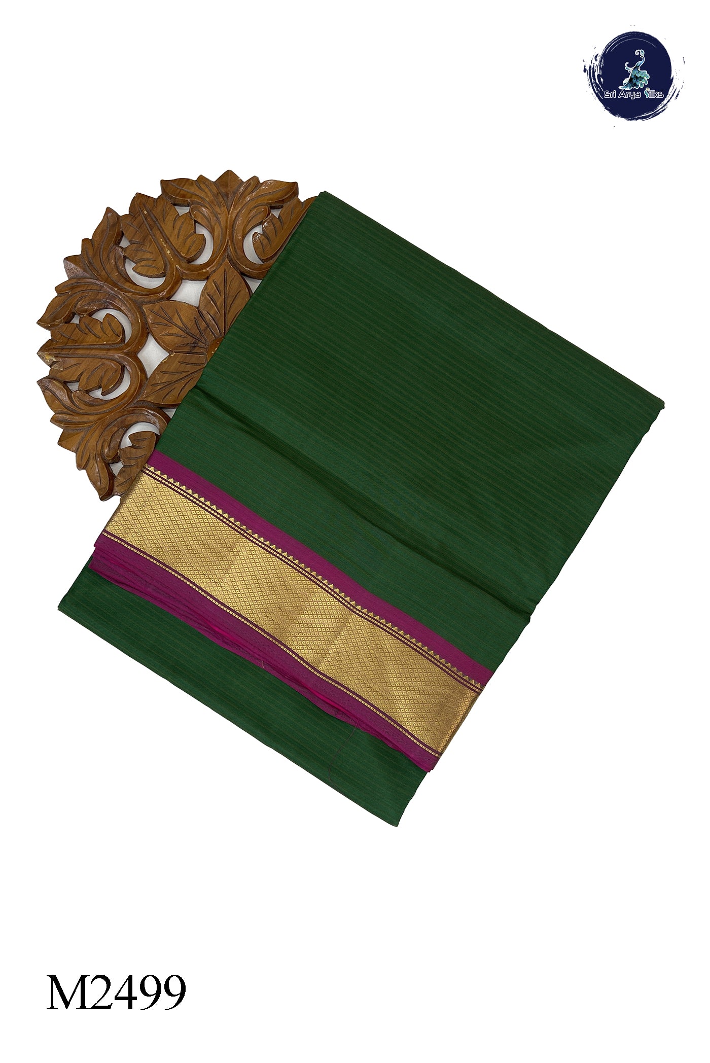 Green Madisar 10 Yards Silk Saree With Plain Pattern