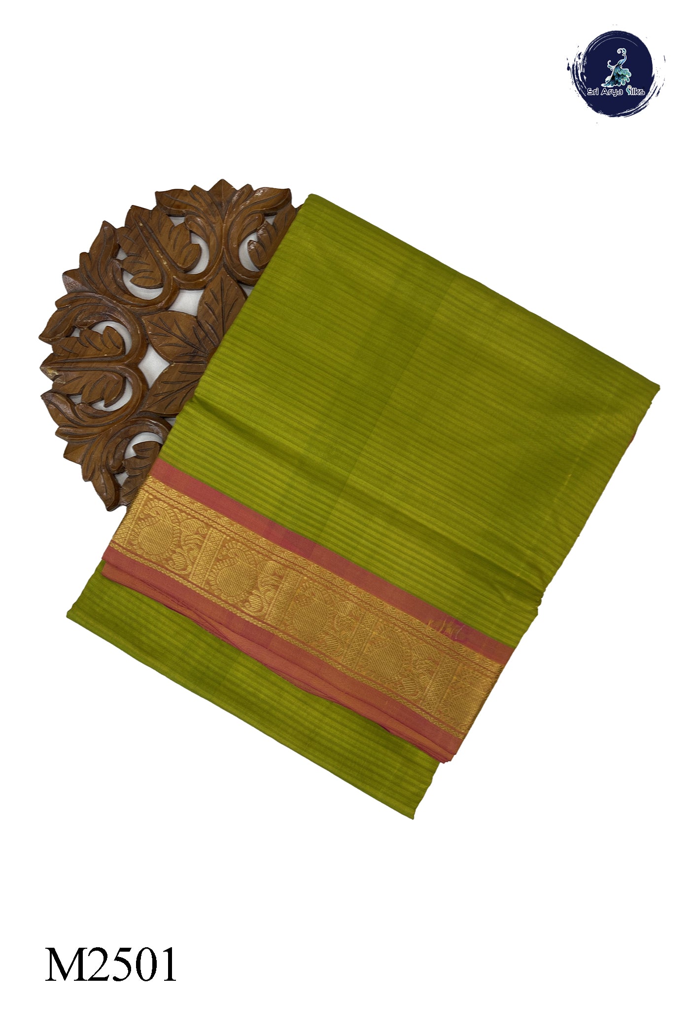 Lime Green Madisar 10 Yards Silk Saree With Plain Pattern