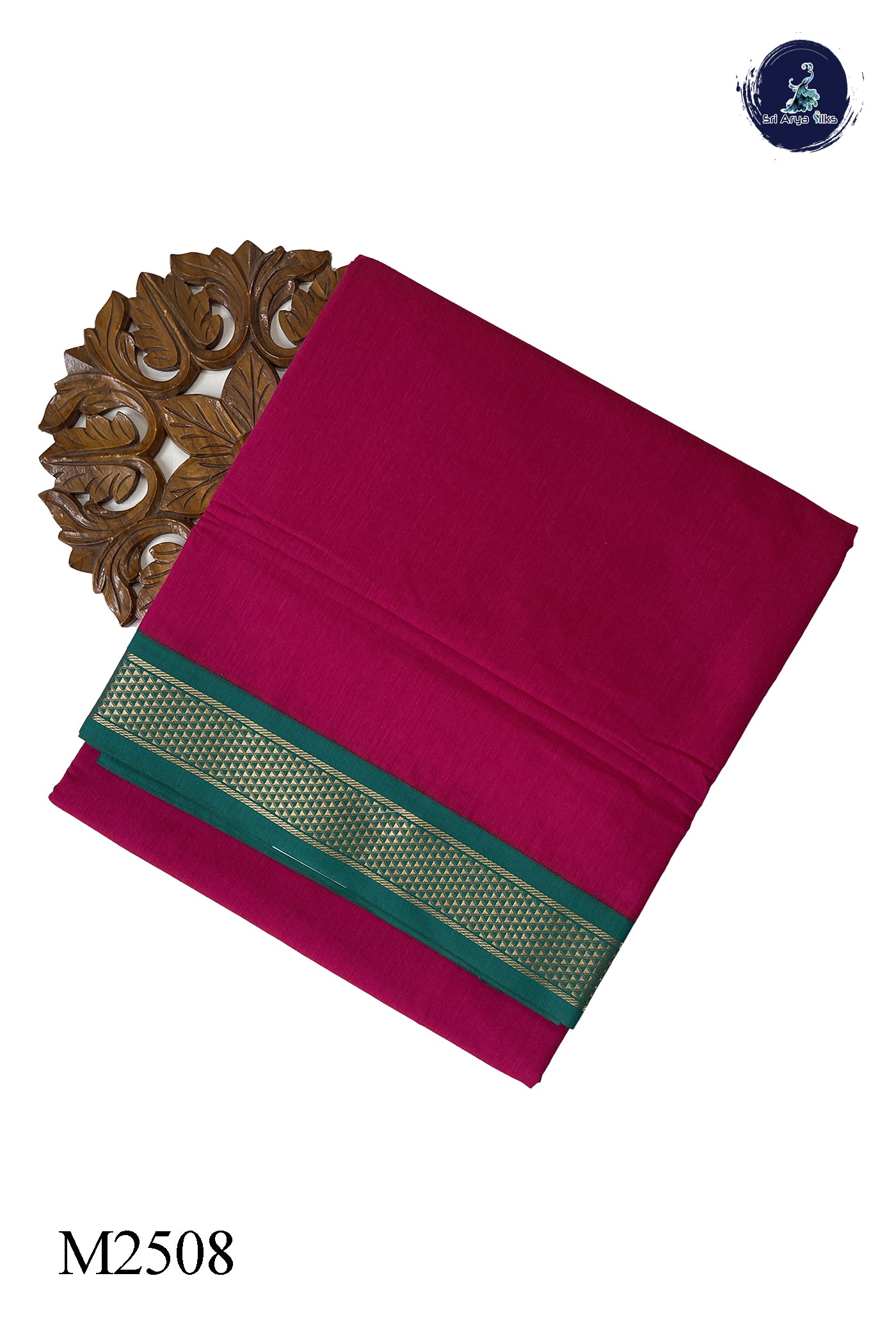 Pink Madisar Semi Silk Cotton Saree With Plain Pattern