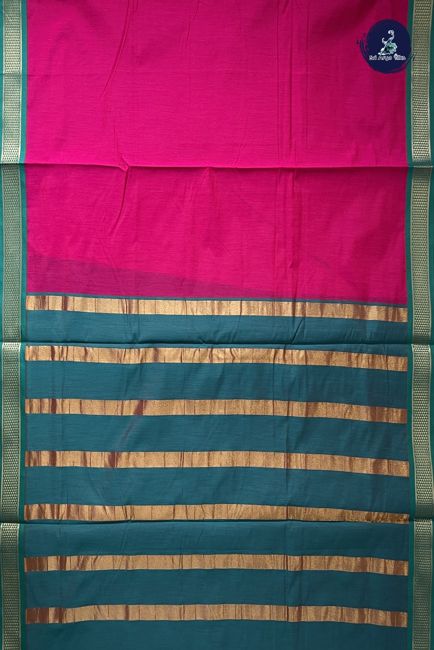 Pink Madisar Semi Silk Cotton Saree With Plain Pattern