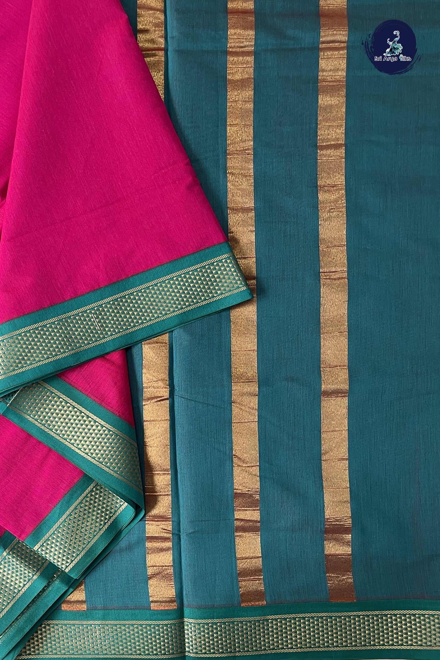 Pink Madisar Semi Silk Cotton Saree With Plain Pattern